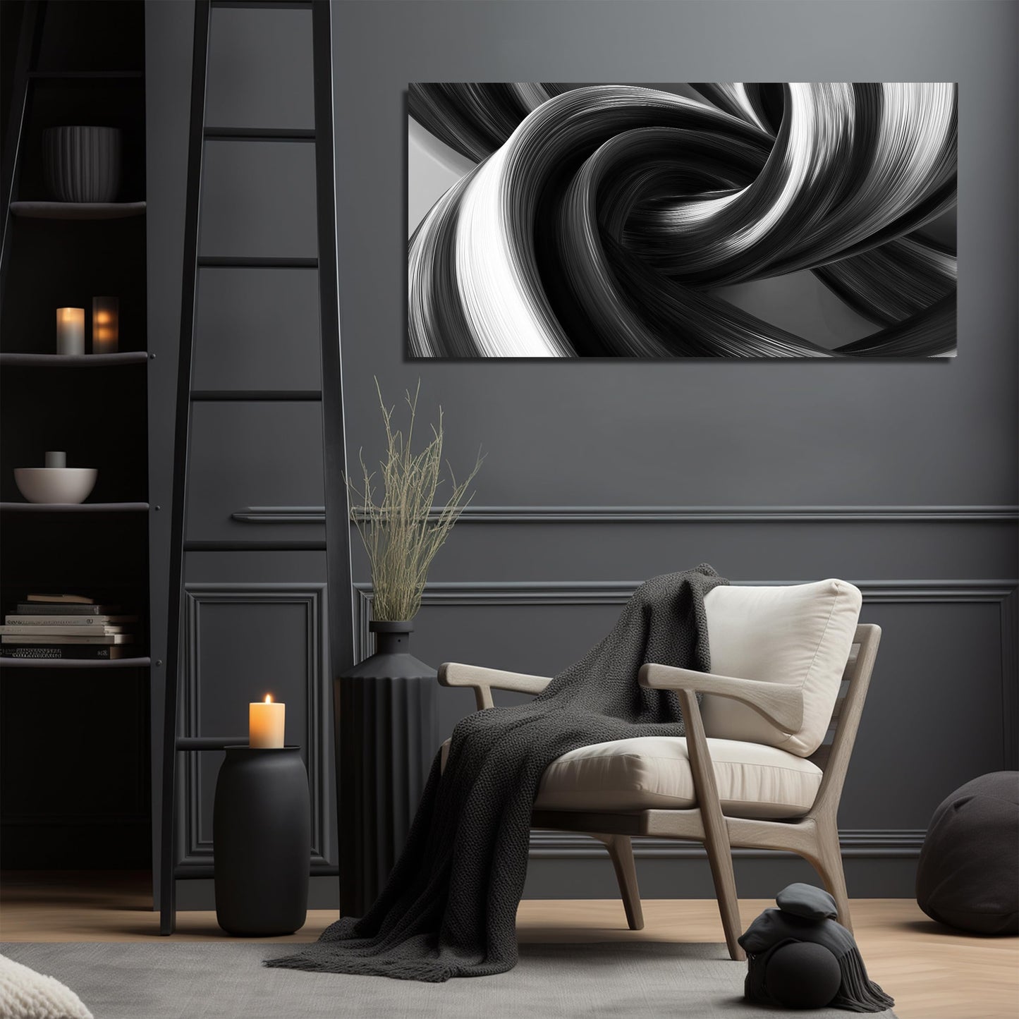 CIRABKY Abstract Canvas Wall Art for Living Room Black and White Wall Decor for Bedroom Minimalist Wall Art for Office 20 x 40 Inch