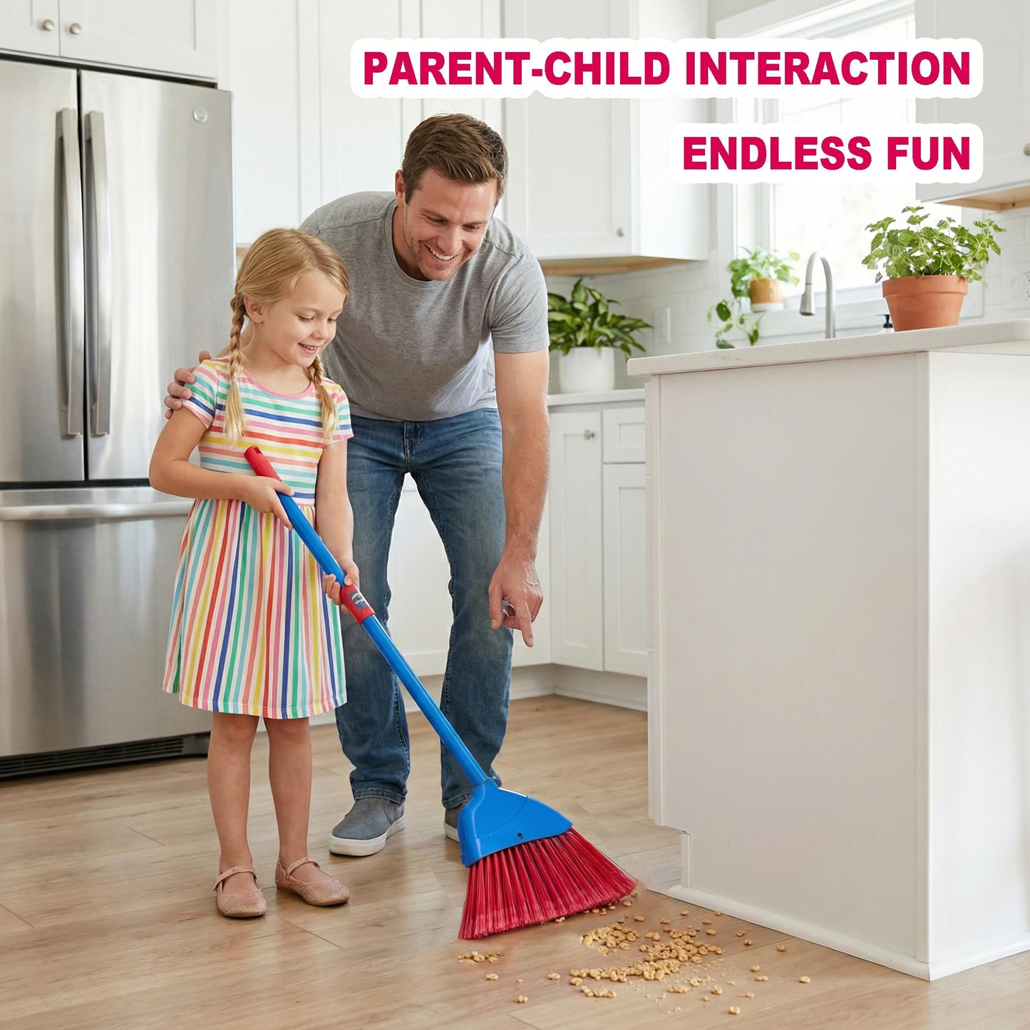 BSMstone Small Broom-Indoor or Outdoor Portable Broom with Adjustable Handle, Cleaning Little Helper for Housekeeping,Office,Working Desk,Pet Nest