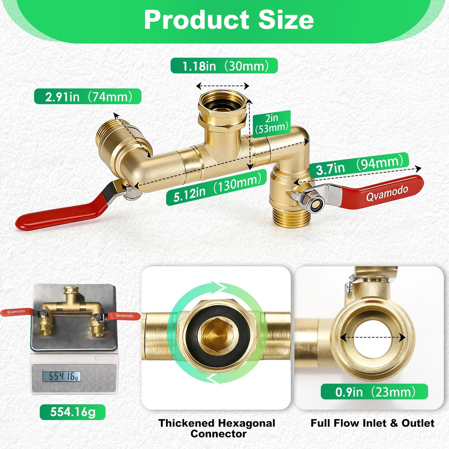 360° Rotatable Garden Hose Splitter 2026 Upgrade 3/4" GHT Swivel Brass Hose Splitter, High Flow Spigot Splitter with Seperately Shut Off Valves, Heavy Duty Faucet Splitter for Outdoor Garden Courtyard