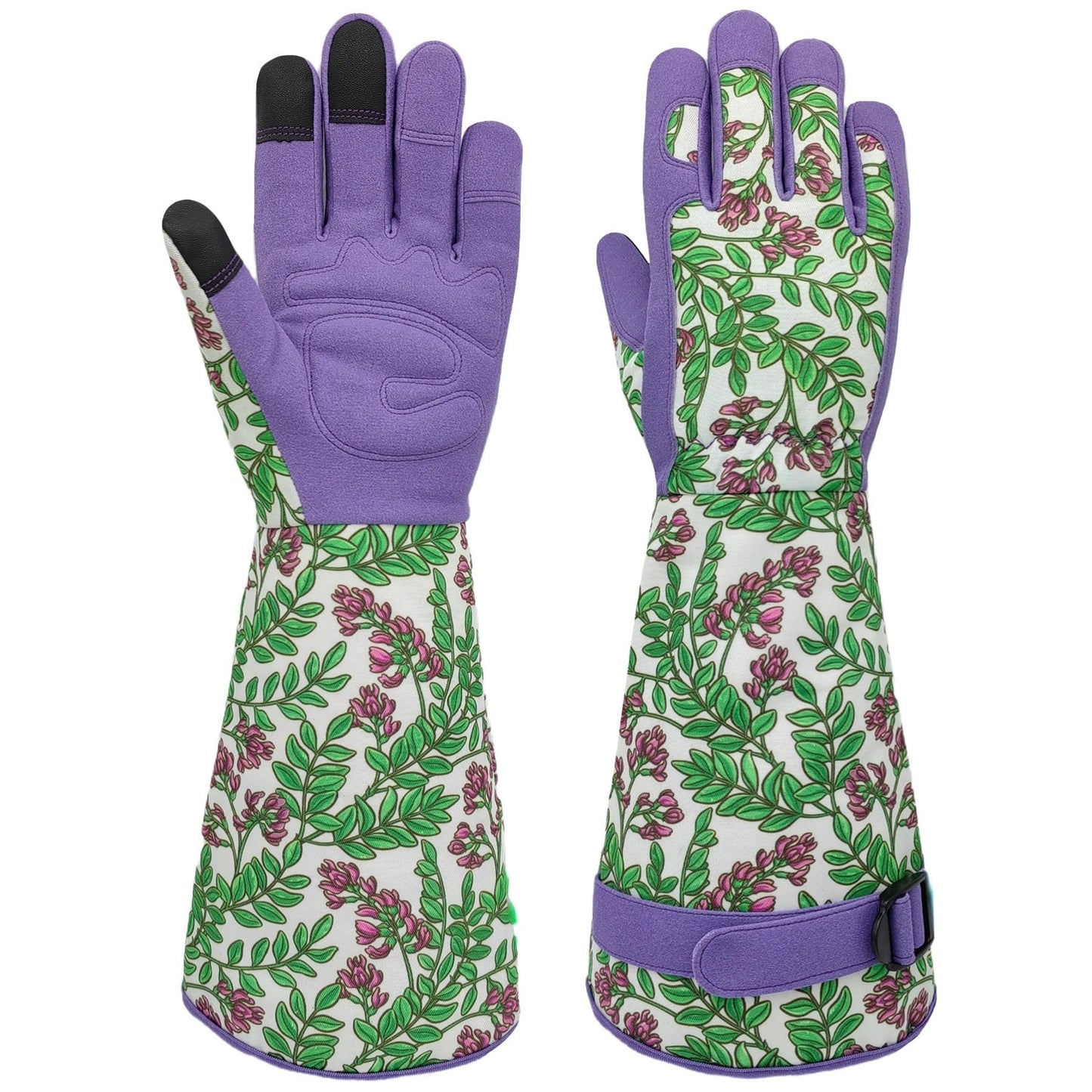 MSUPSAV Durable Gardening Garden Gloves,Long Puncture Resistance Rose Cactus Gauntlet Work Glove,Gifts for Women,Medium,Purple