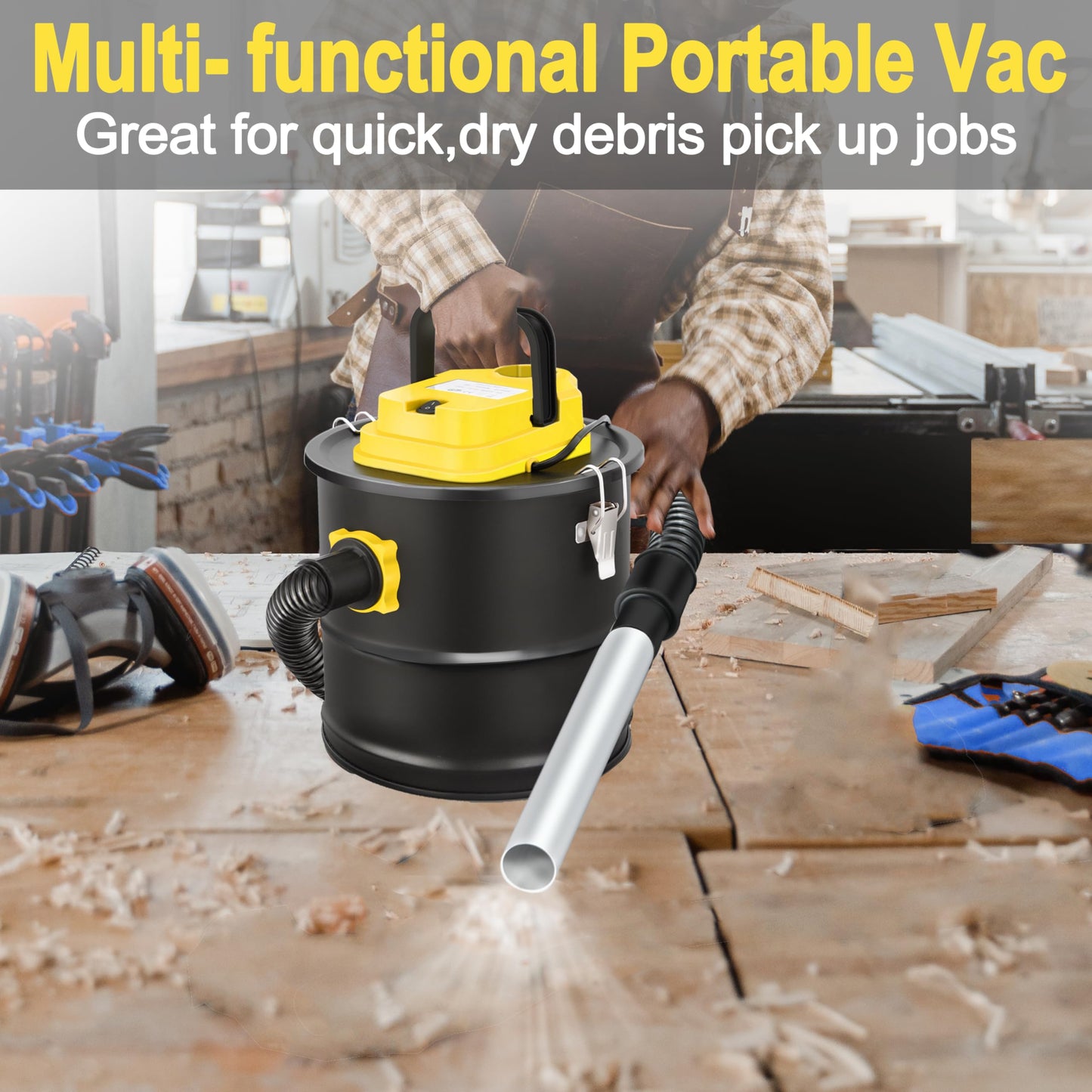 SIPPON Ash Vacuum Cleaner, Pellet Stove Vacuum Cleaner with Wheeled Base & Blower Function, 800W Powerful Suction 2.6 Gallon All-in-One Ash Vacuum for Fireplaces, Pellet Stoves