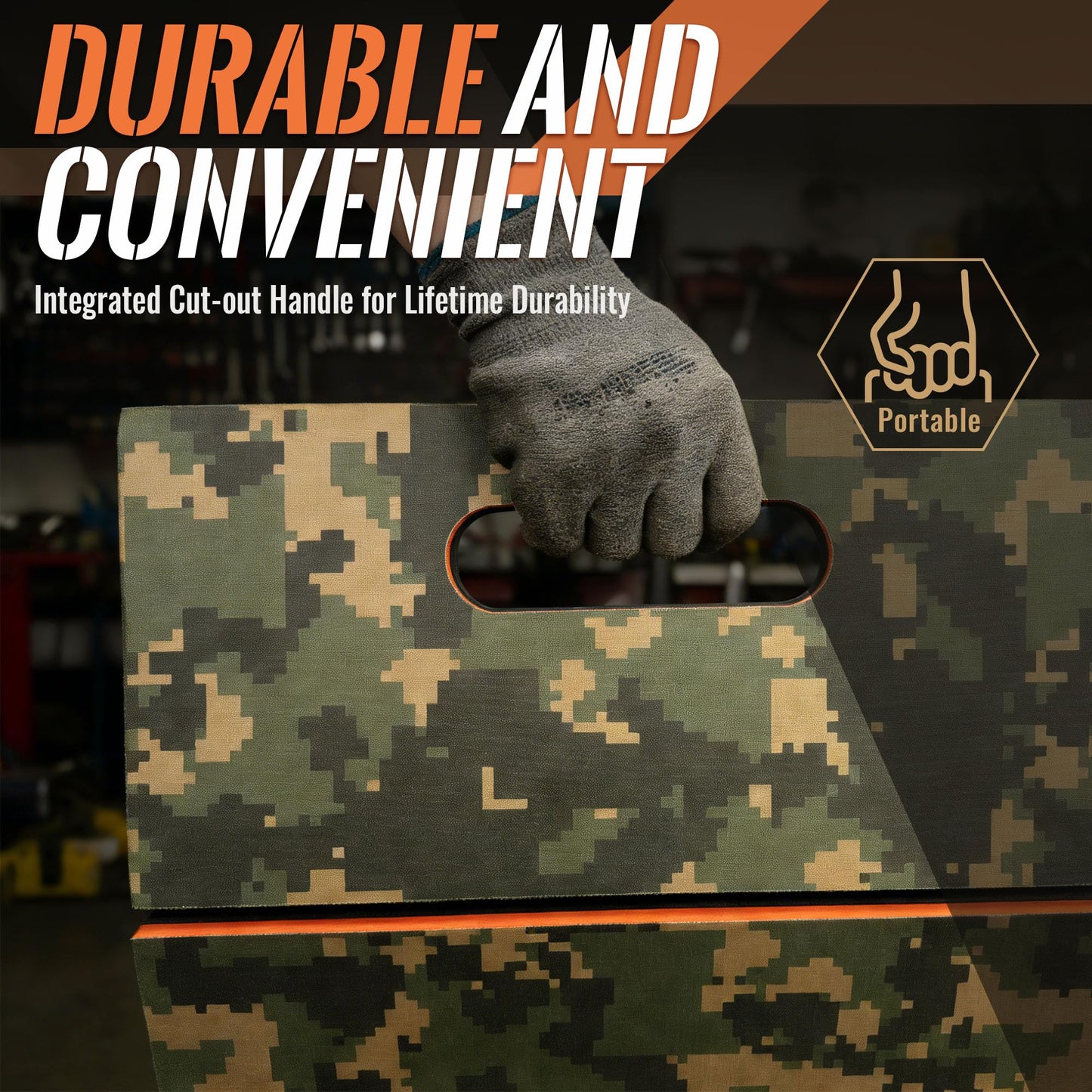 Foldable EVA Utility Mat with Handle, Heavy Duty Mechanic Mat for Kneeling, Workouts, Garages, Gardening, Camping, Picnics, Outdoor Adventures and Home Gyms-Camouflage