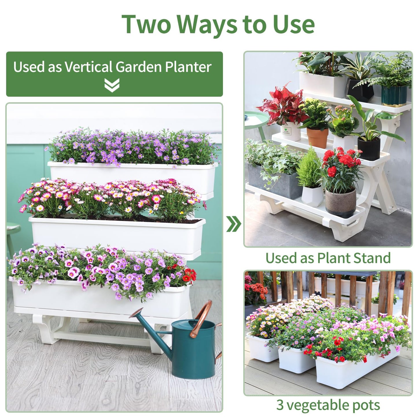 Oliz Planters for Outdoor Plants 3 Tiers Vertical Raised Garden Bed Freestanding Elevated Planter with Planter Tray for Indoor and Outdoor Strawberry, Herb, Flower, and Vegetable Planter
