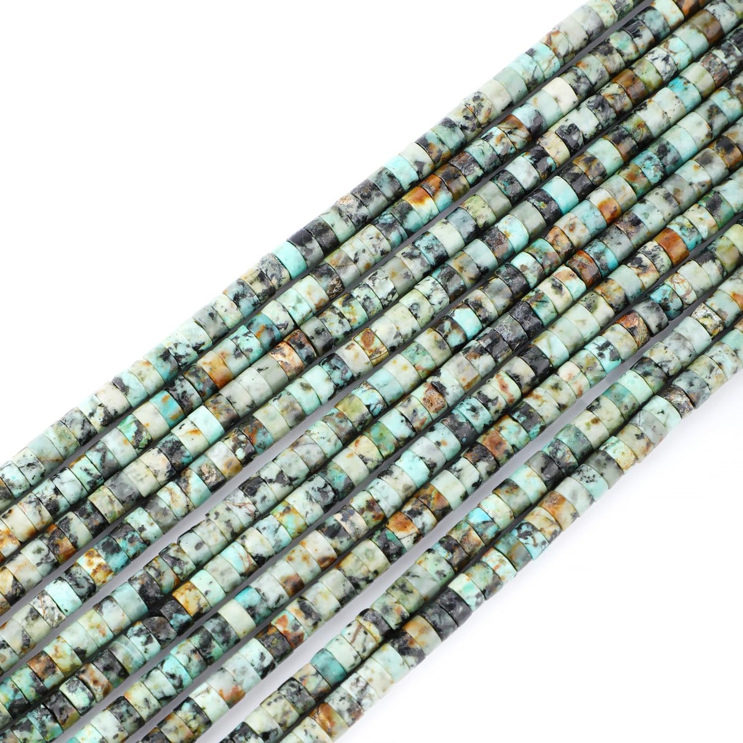 Natural African Turquoise Heishi Spacer Beads Loose Semi Precious Flat Round Gemstone Disc Shape Stone for Beading Jewelry Making 4x2mm 15.5"
