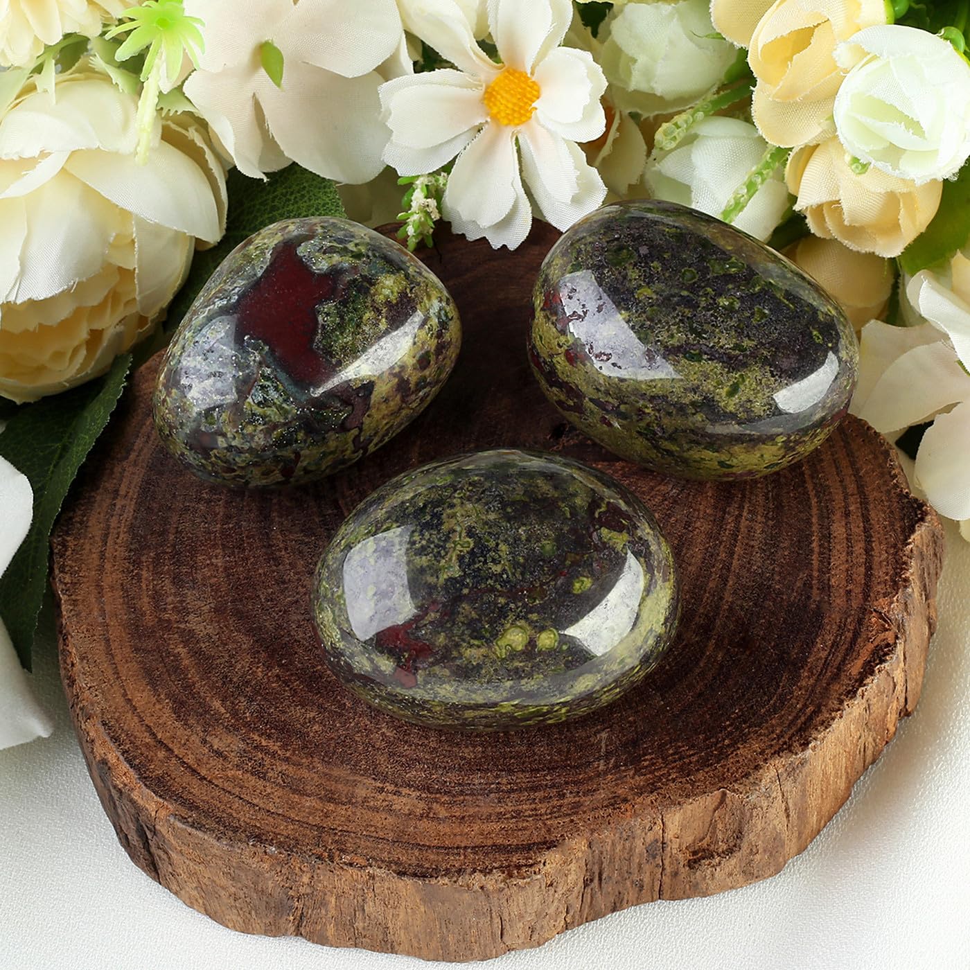 MAIBAOTA 1.6-2.0" Dragon Stone Large Bloodstone Reiki Natural Tumbled Polished Stones for Energy Witchcraft Therapy Meditation DIY Crystals for Protection