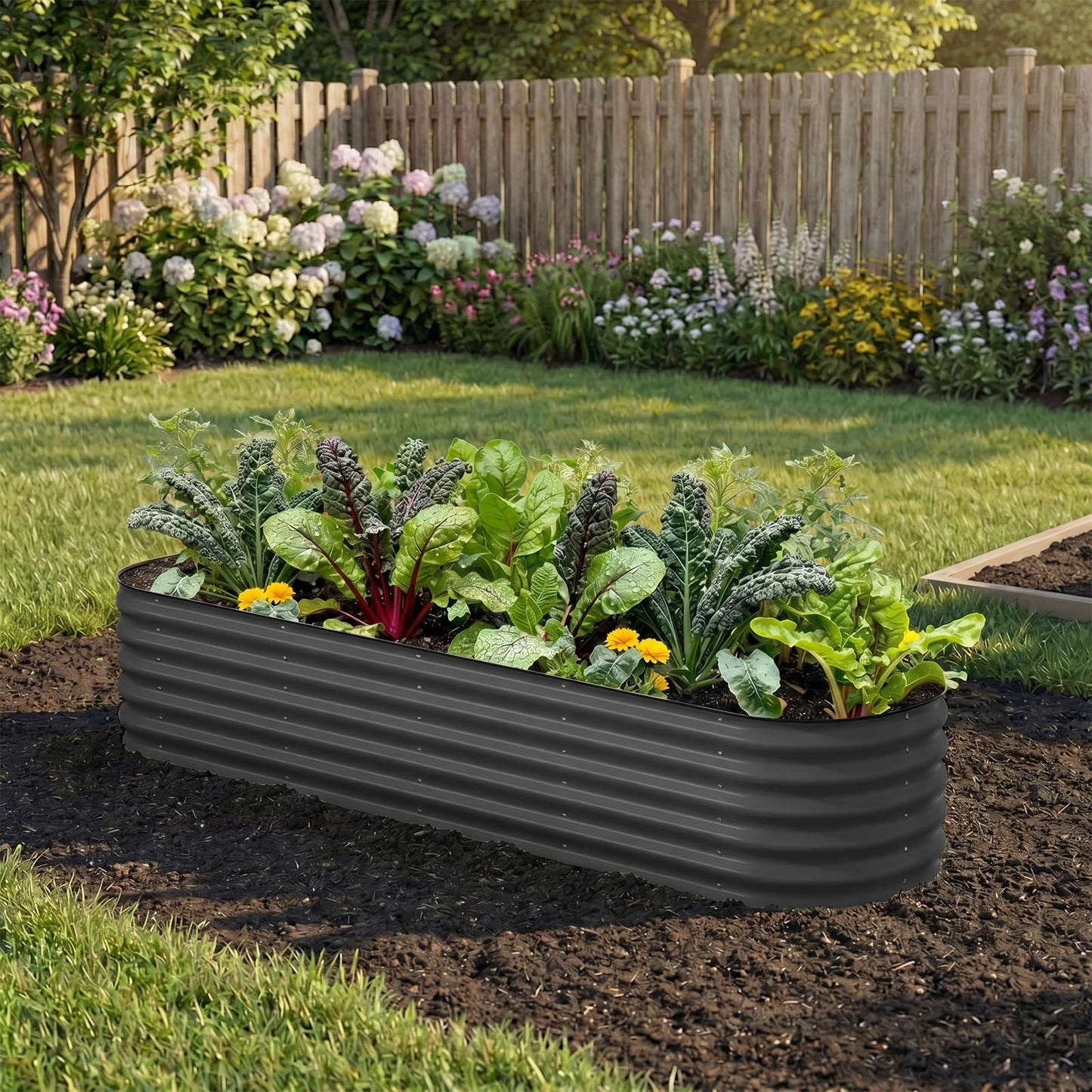 TABU Galvanized Raised Garden Bed Outdoor, 8x4x1.5 Ft Metal Planter Box with Anti-Cutting Edge, Rust-Resistant Garden Bed Kit for Outdoor Gardening, for Vegetables, Flowers, Herbs, Grey