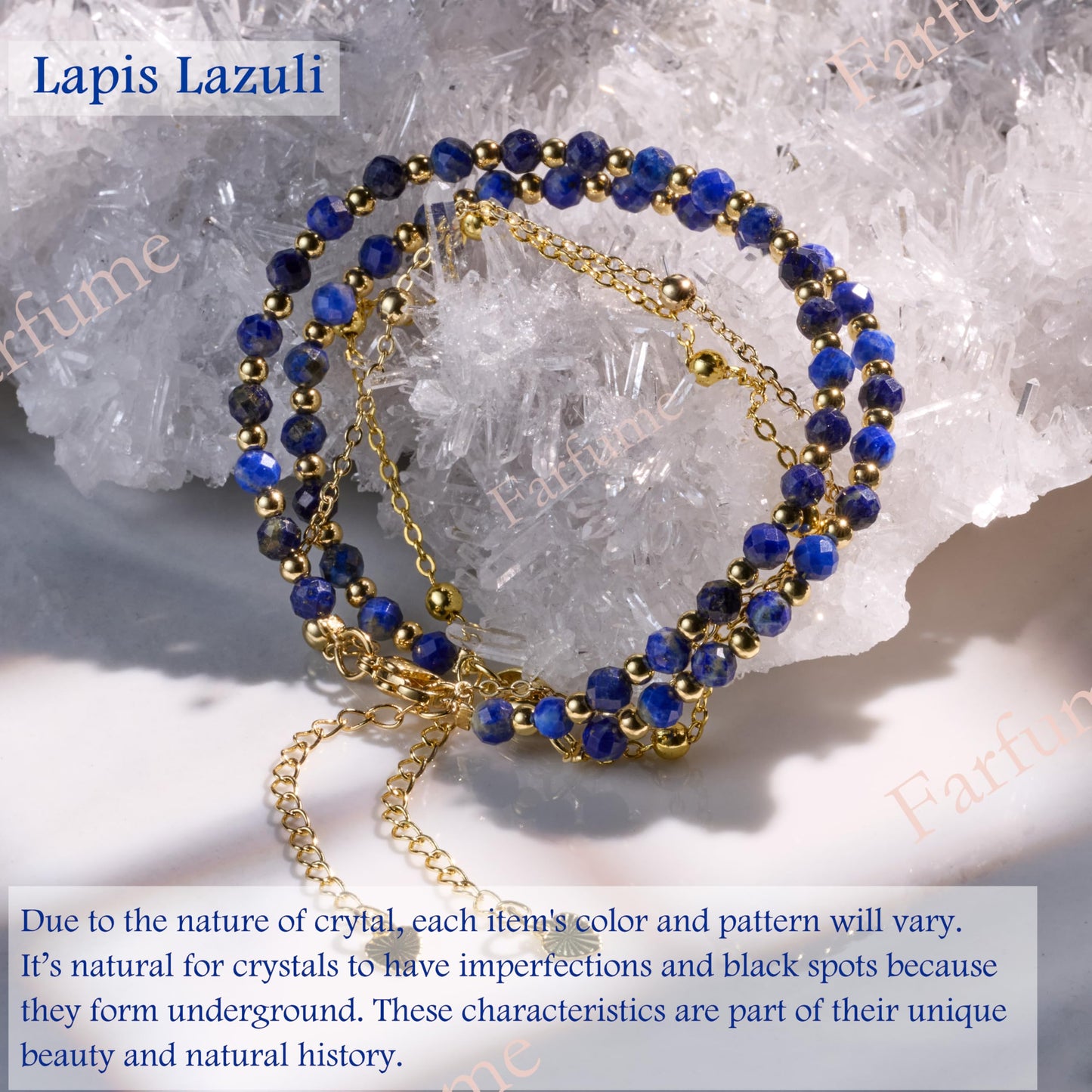 Farfume Lapis Lazuli Crystal Bracelet Beaded Bracelets for Women 4mm Natural Stone Beads Gemstone Handmade Jewelry Valentine's Day Gifts