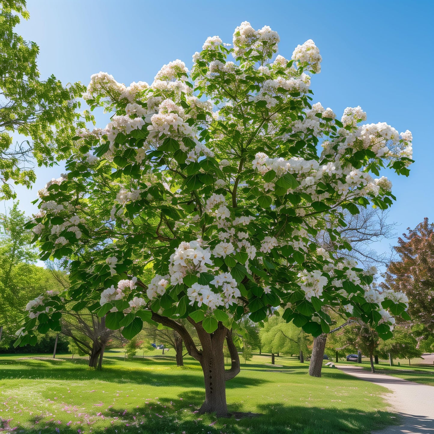 5 Northern Catalpa Trees - 12-18" Tall Live Plants - Ornamental Flowering Shade Trees - Catalpa speciosa - (5 Pack)
