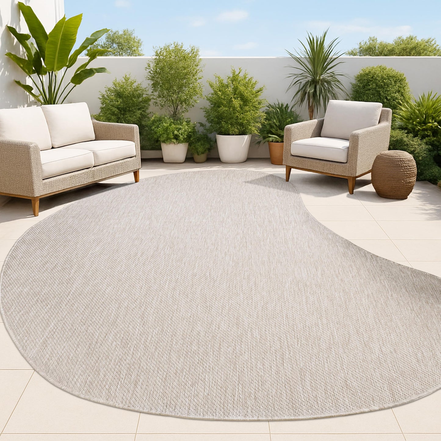 JONATHAN Y Rustic Organic Curve Indoor Outdoor Area Rug 8X10 Beige, Evan Modern for Backyard, Patio, Porch, Easy-Cleaning, High Traffic, Pet-Friendly, Non-Shedding (SHP102C-8)