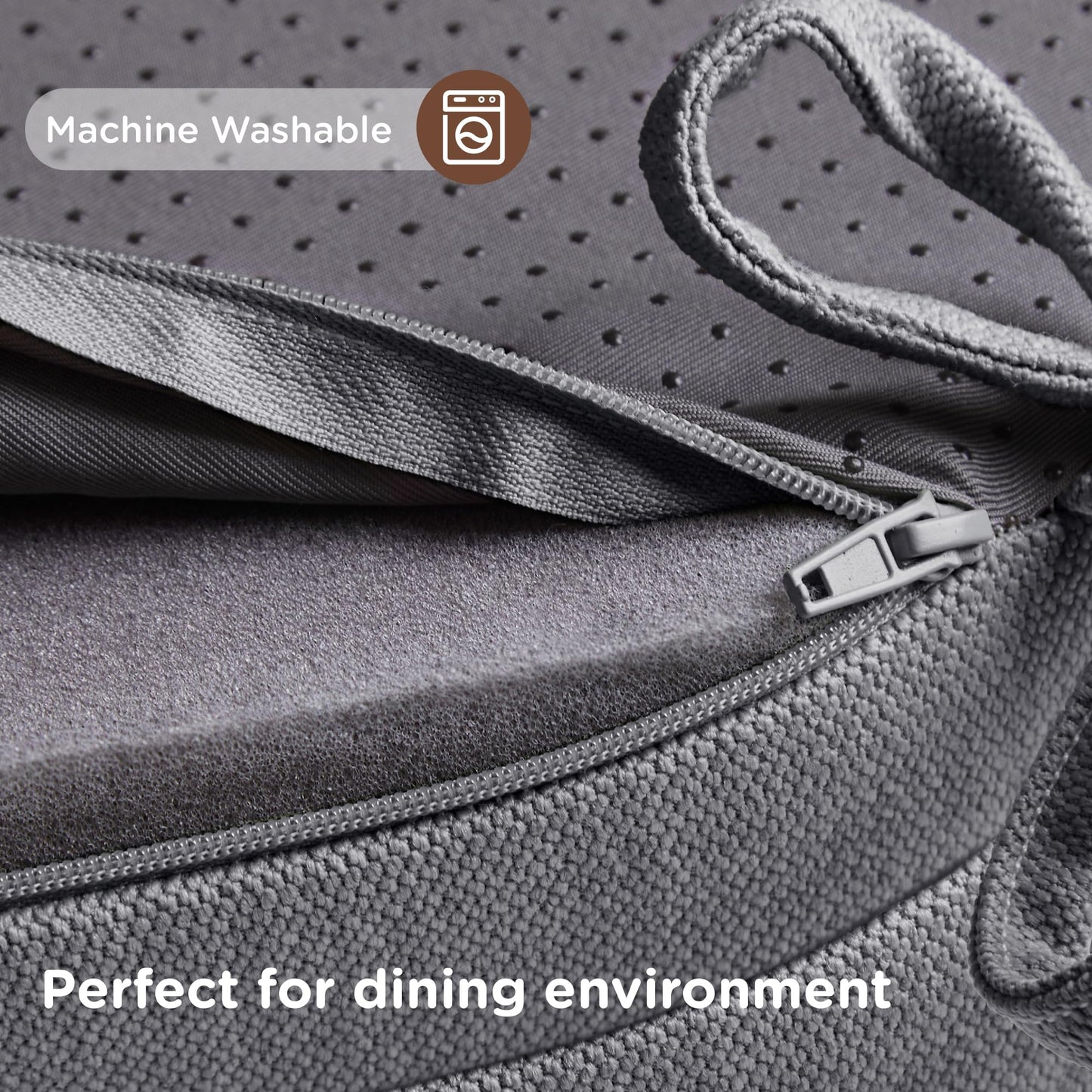 Codi Dining Chair Cushions 4 Pack, Thick Chairs Pads for Indoor Kitchen Room - Washable, Non-Slip Memory Foam Seat Cushion with Ties, 16.5"x16.5"x 3.5", Set of 4, Grey New