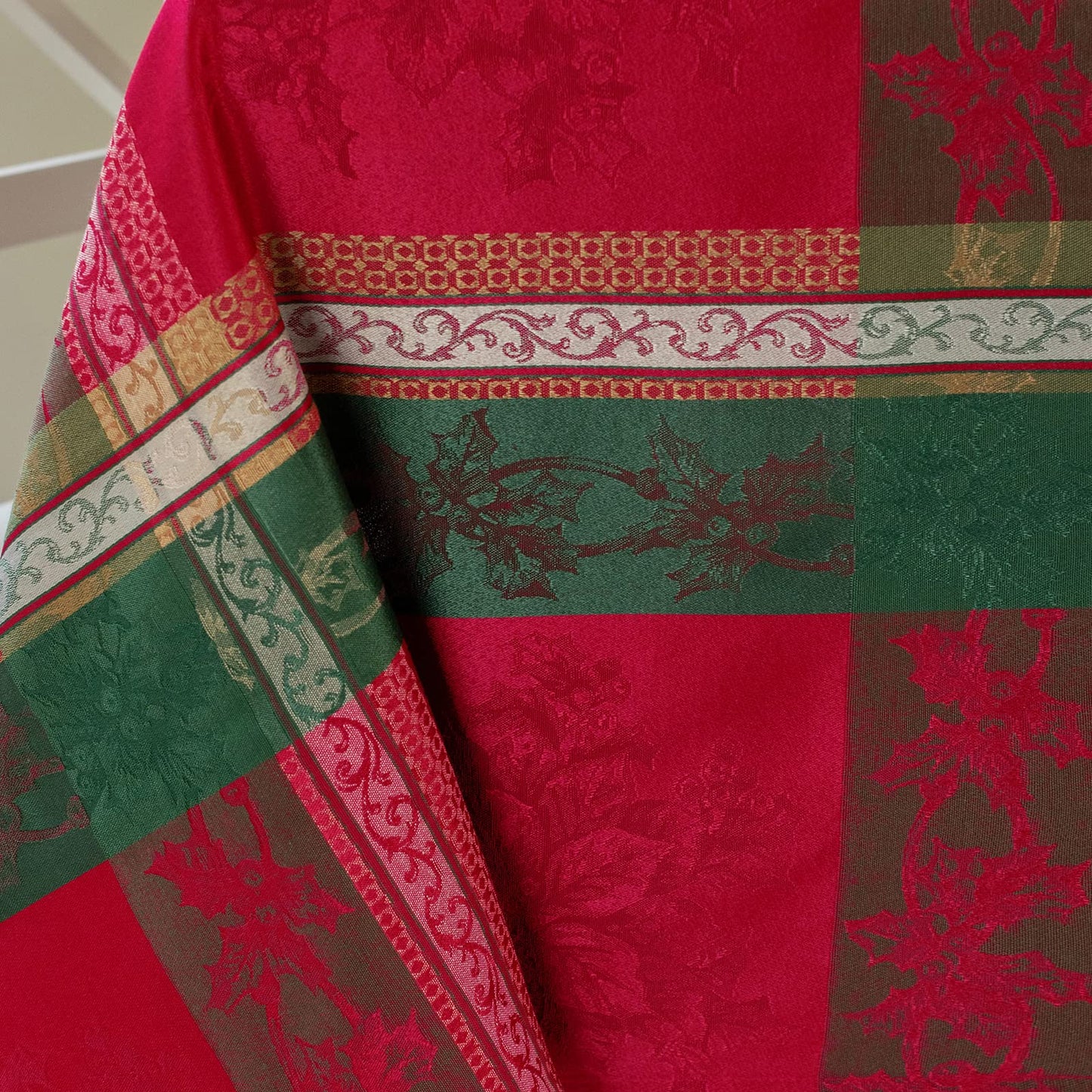 Benson Mills Heavyweight Yarn Dyed Jacquard Fabric Plaid Table Cloth, for Holiday Entertaining, Winter, and Christmas Tablecloth (Holiday Legacy, 52" x 52" Square)