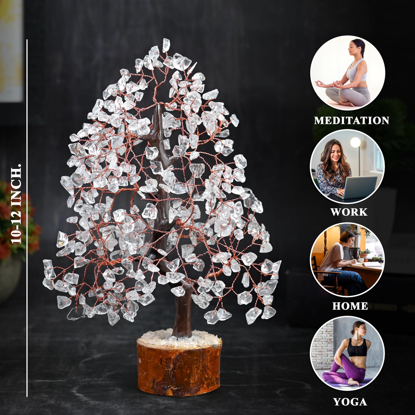 Crocon® Clear Quartz Birthday Gifts for Women, Men & Friends | Tree of Life Crystals and Healing Stones, Home & Office Decor, Money Tree, Women Gift Ideas | House Warming Gifts New Home for Mom