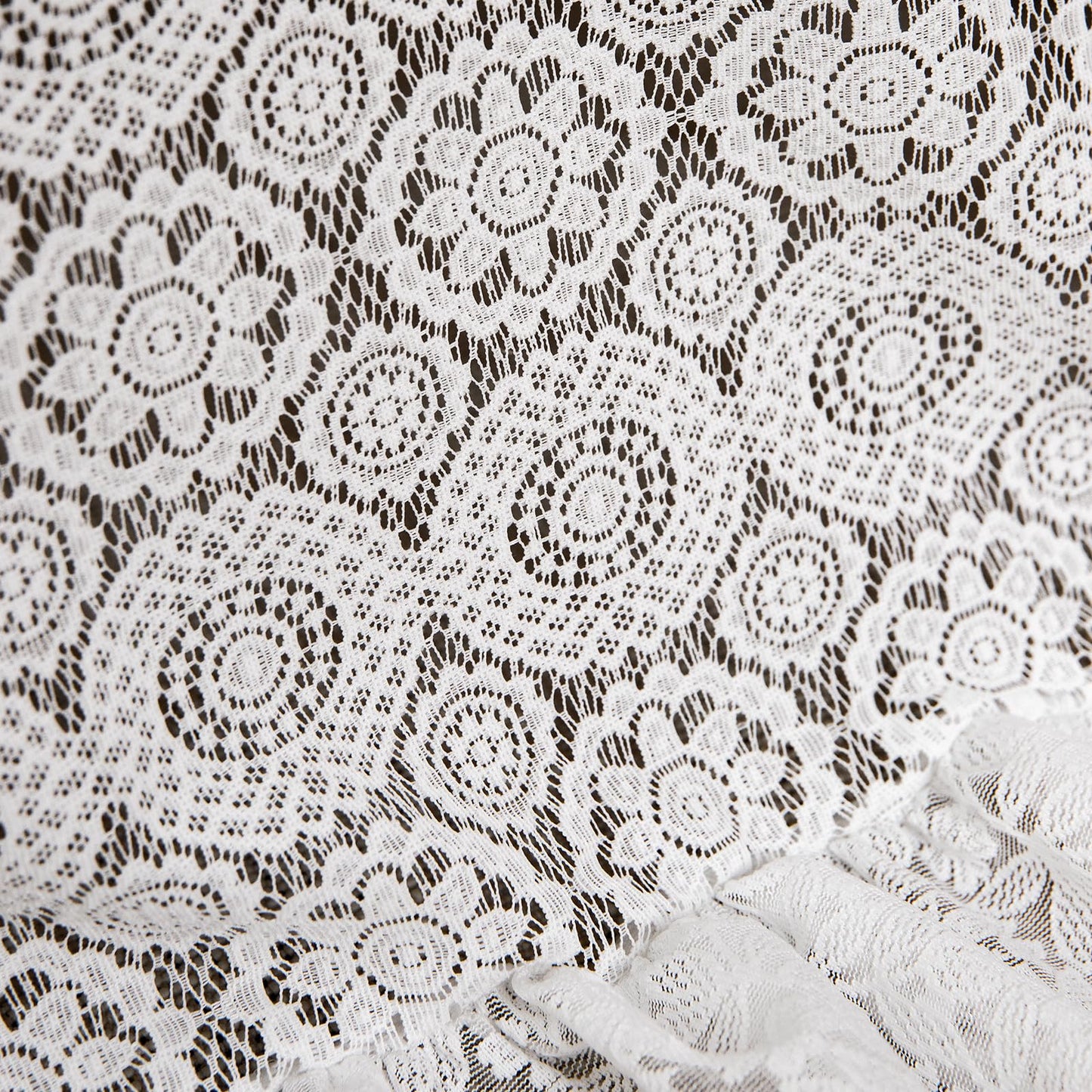 GLORY SEASON Lace Tablecloth with Flower and Leaf Pattern Fabric Ivory White Rectangle/Oblong Table Cloth Cover for Wedding Buffet Banquet Parties Holiday Farmhouse Kitchen Dining Decor 52x70 Inch