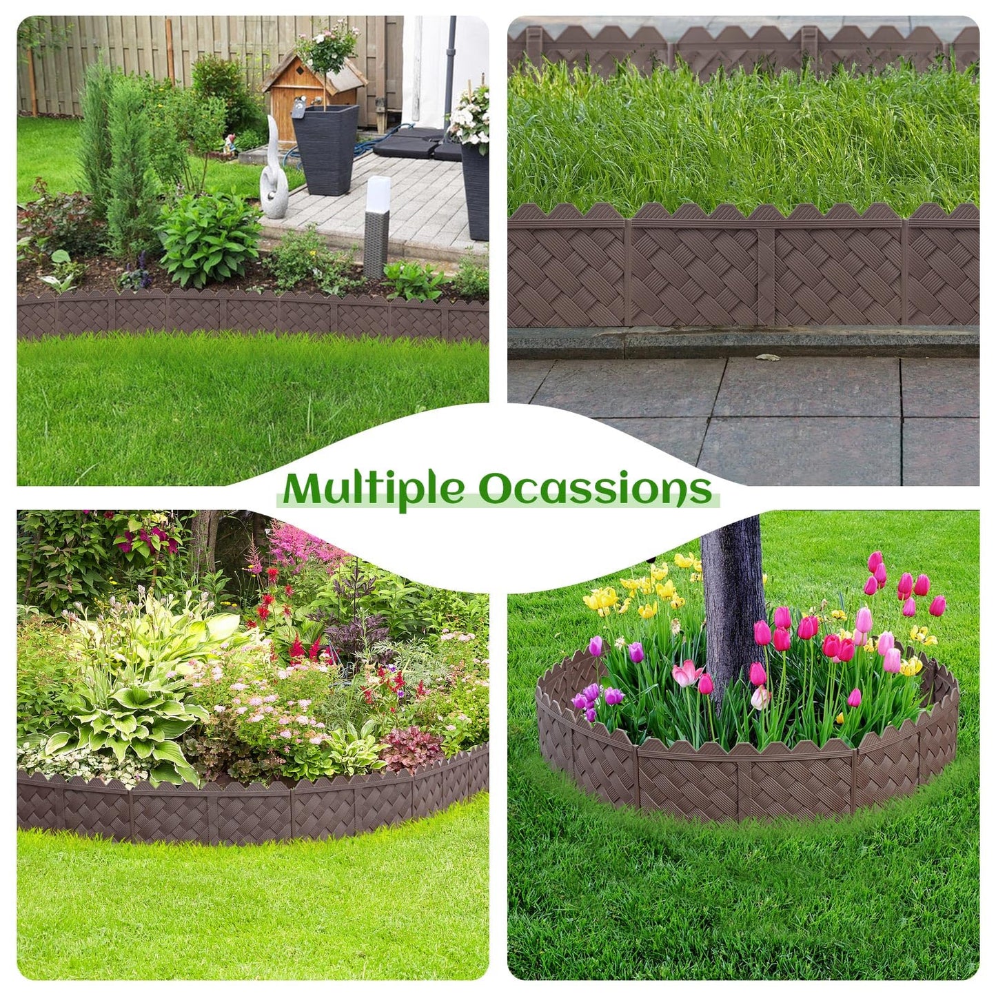 30-Pack Weaving Flower Bed Garden Edging Borders (30 FT) - No Dig Border Edgings with 8.5” Anchor Stakes & Interlocking Design-Thickened Borders for Lawns, Flower Beds & Landscaping