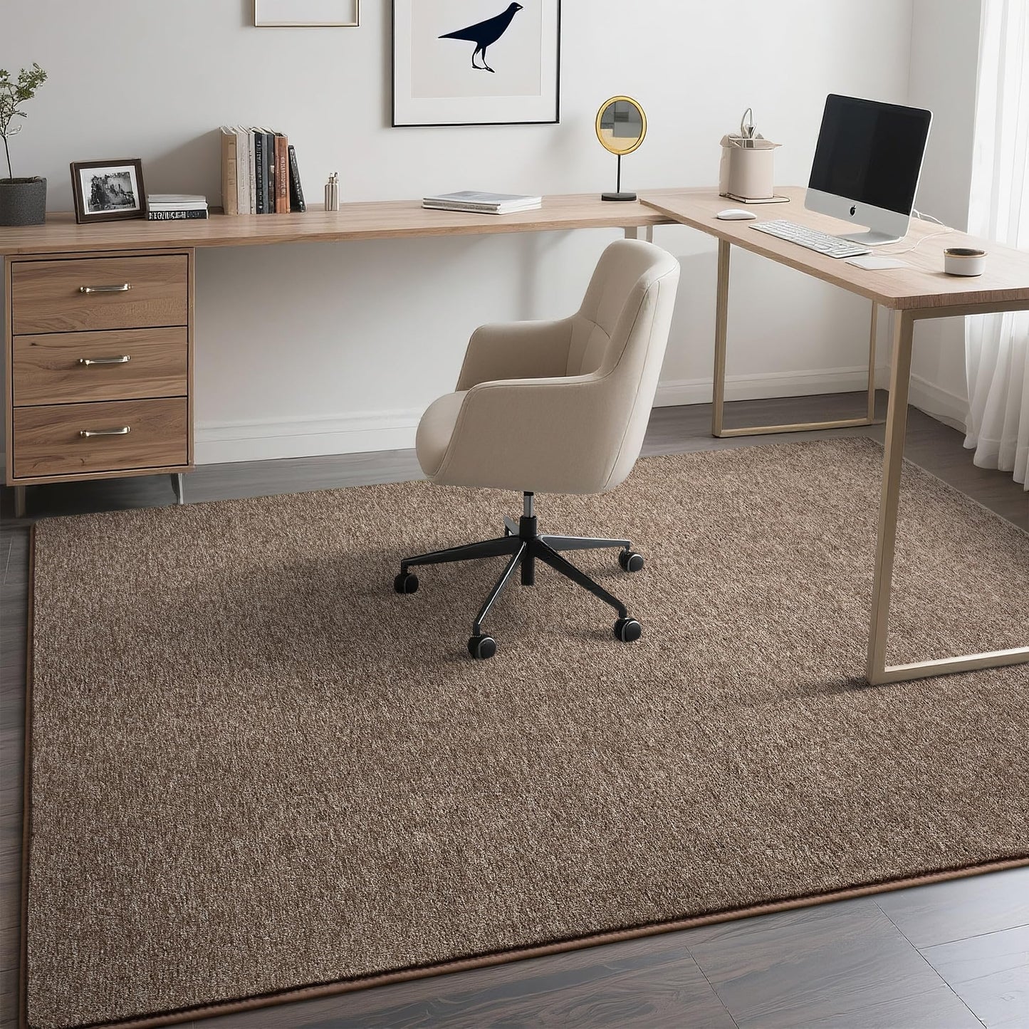 Tepook Soft Rugs for Living Room Bedroom, 4x6 Brown Modern Washable Non-Slip Area Rug, Indoor Memory Foam Carpets for Boys Girls Room Home Decor