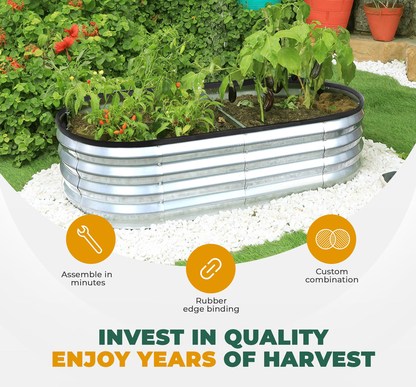 Utopia Home Galvanized Raised Garden Bed, 6x2x1 Ft Lightweight Planter Boxes Outdoor with Easy Assembly, Large Garden Bed for Vegetables, Fruits, Flowers, Silver, Pack of 2