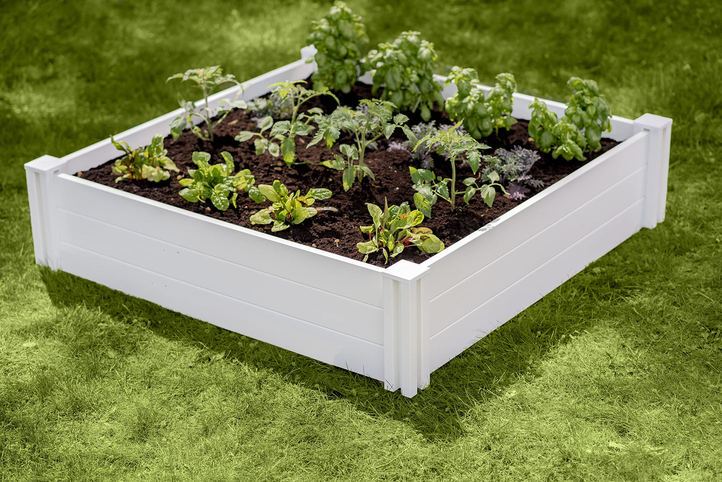 Vita Classic 4 Foot x 4 Foot x 11 inch White Vinyl Raised Modular Garden Bed, White, PVC, BPA and Pthalate Free, VT17108