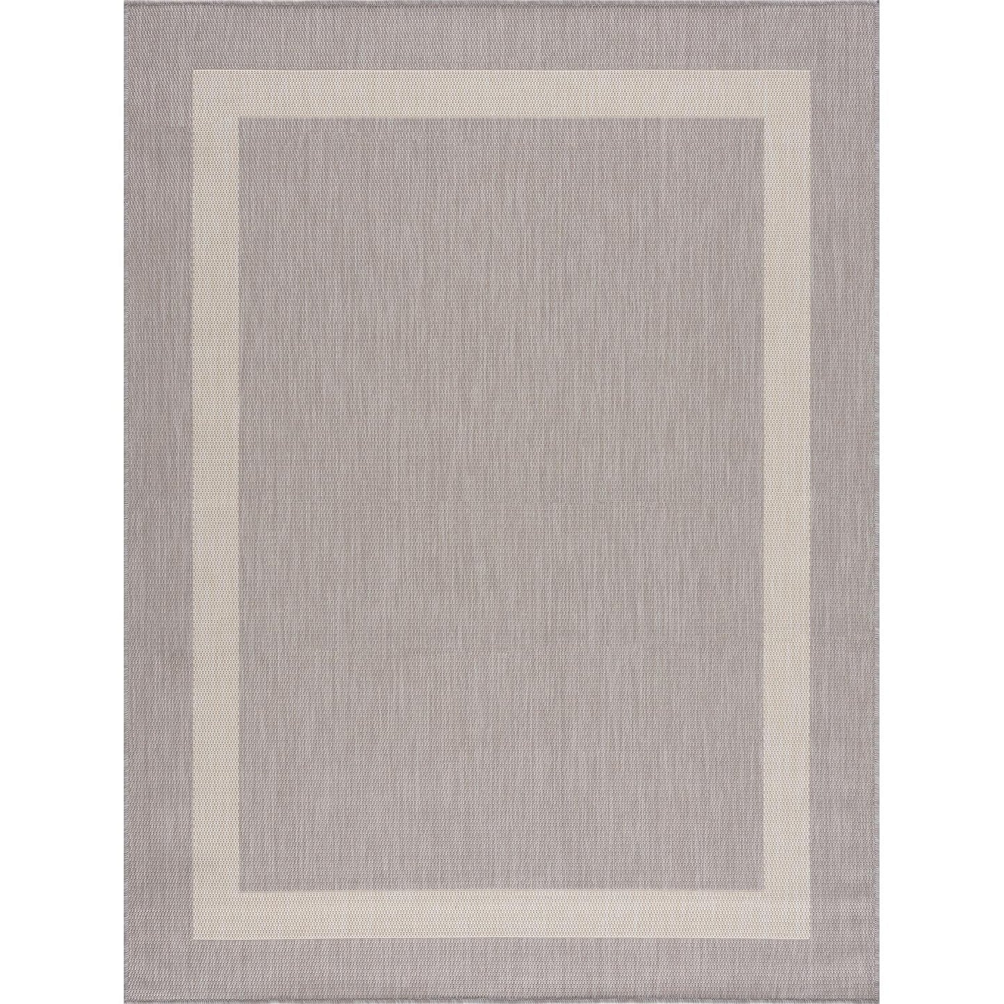 CAMILSON Outdoor Rug 6x9,Modern Outside Rugs for Patios Porches Waterproof Durable Washable Non-Shedding, Easy-to-Clean Indoor Outdoor Area Carpet (6 x 9, Bordered - Gray/White)