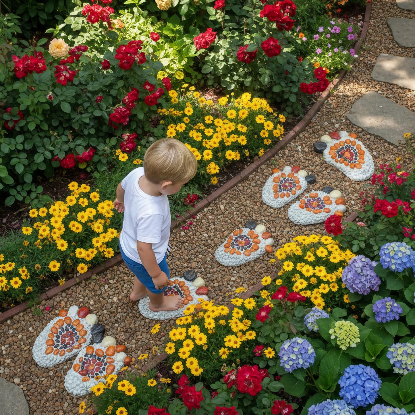 Garden Stepping Stones - Decorative Garden Stones for Patio, Deck, Garden or Sidewalk Faux Cobblestone Stepping Stones (Set of 2#A Small Size
