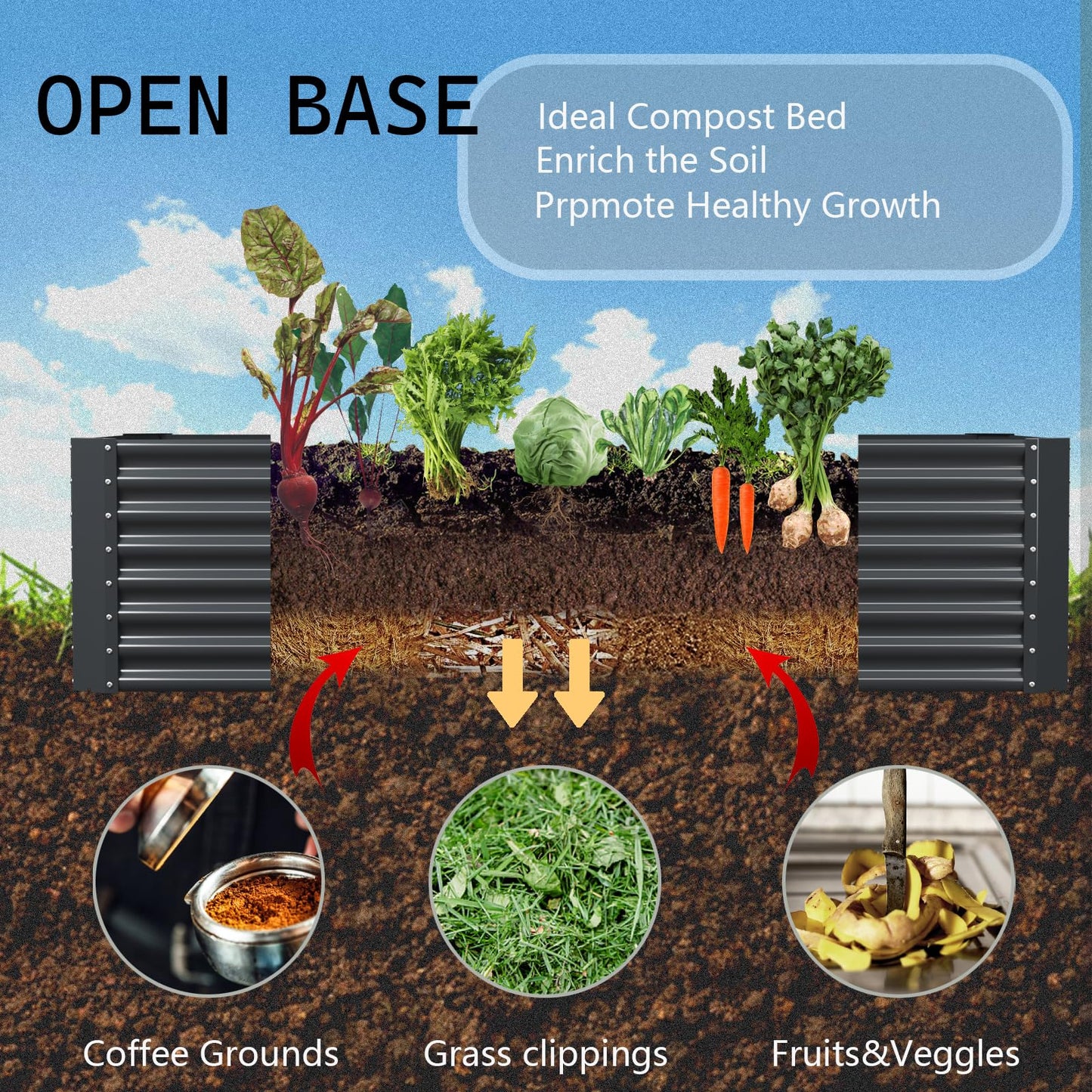 FRIZIONE 6FT(L)×3FT(W)×2FT(H) Raised Garden Bed Outdoor for Flower, Garden Planter Box for Vegetable, Raised Garden Beds for Herb, Succulent, Dark Gray