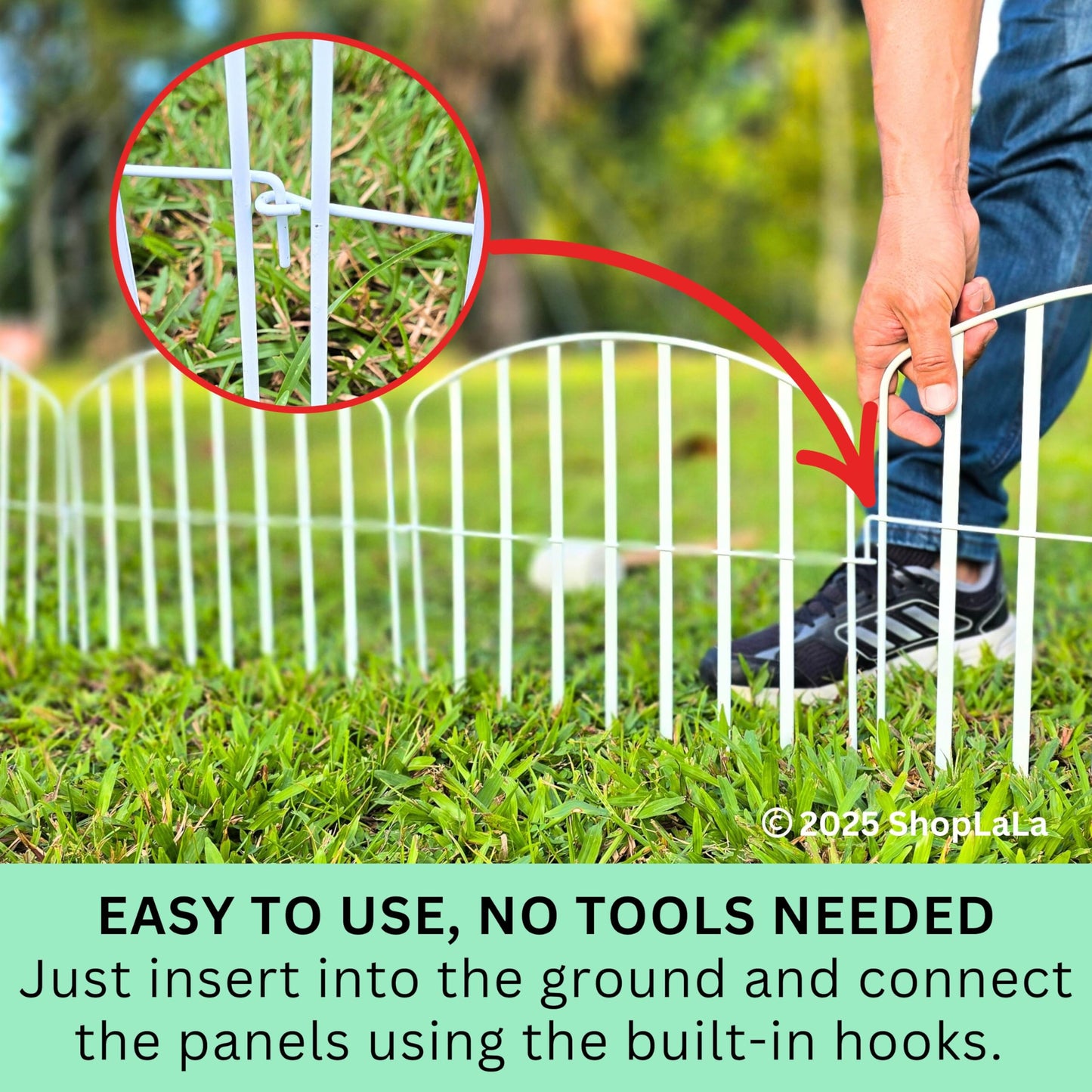 ShopLaLa Decorative Fence (10 Panels) 13in(L) x 16.5in(H) Rustproof White Metal Wire Animal Barrier Fences, Flower Bed Edging for Landscape Outdoor Patio Decor Dog Yard Gates Fencing Backyard Panels