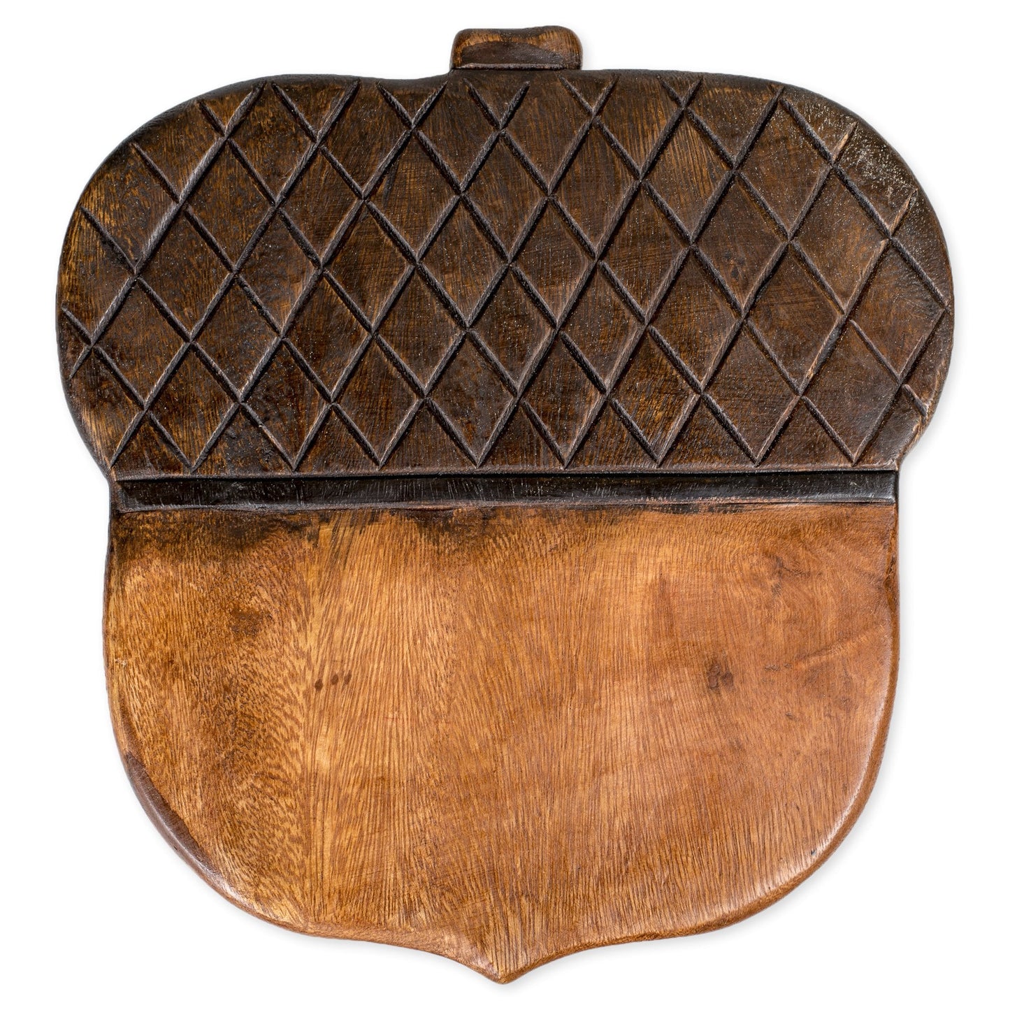 Sea Island Imports Acorn Design Hand Carved Acacia Hardwood Decorative Short Stool