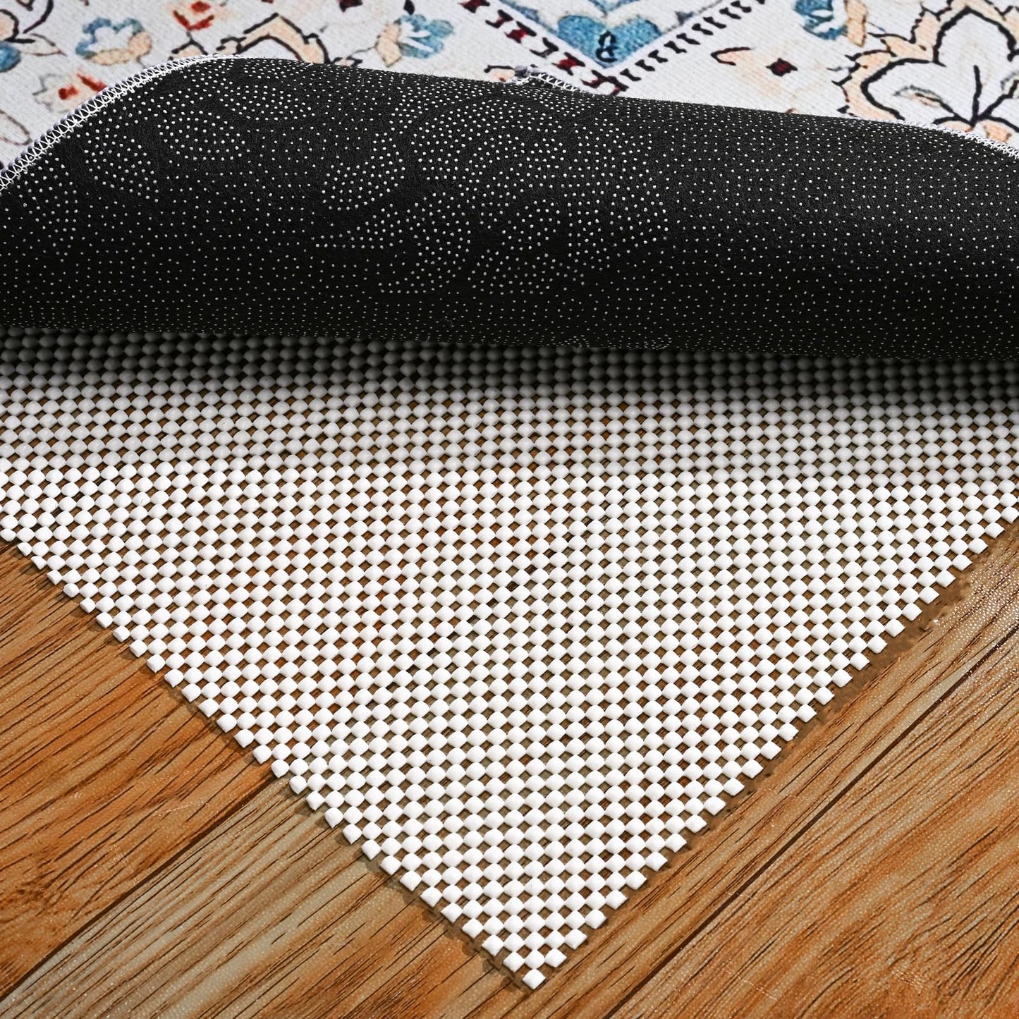 Non Slip Rug Pad Gripper 4x6 FT for Hardwood Floors, Eco-Friendly Anti Skid Mat Under Area Rugs, Keeps Rugs Safe and Flat, Odorless Cushioned Pad for Floor Protection, Easy to Trim Multi-Use Mat