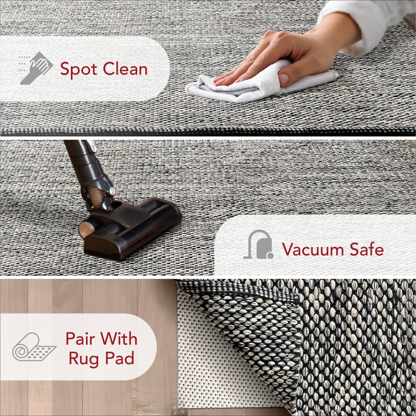 nuLOOM Alessi Solid Farmhouse Cotton Area Rug, 5x8, Grey