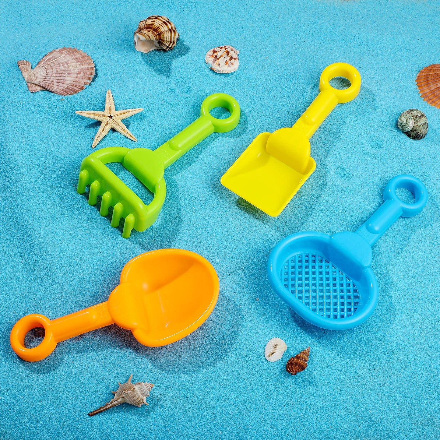 Skylety 8 Pieces Sand Shovels for Kids Colorful Plastic Rake Summer Beach Sand Sifter Shovel for Planting Digging Garden Tool Travel Beach Essentials
