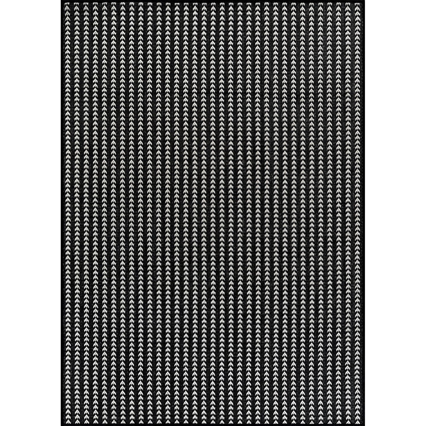 Washable Outdoor Rug 6x9 Modern Area Rugs Outdoor Carpets Striped Pattern Non Shedding Waterproof Easy Clean Patio Deck Porch Living Room Bedroom Garden RV (6 X 9 Black)