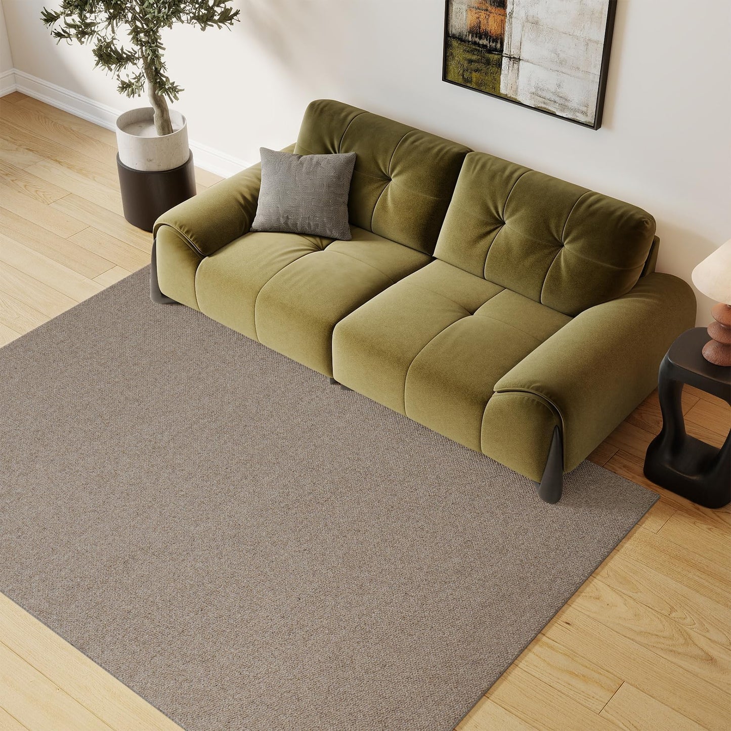 jxgzyy 100% Wool Area Rug 5'×7', All-Natural Plateau Wool Carpet with Cotton Backing, 0.28'' Low Pile Non-Shedding Modern Minimalist Style for Bedroom Living Room and Home Office, Solid Brown