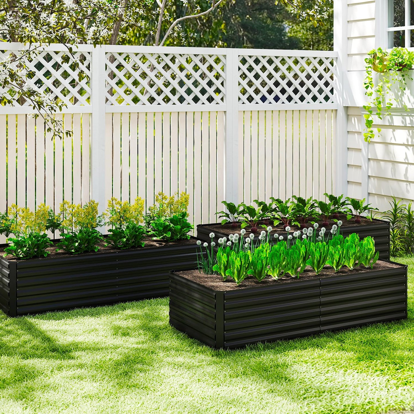 NAVINE 8x4x2 ft Outdoor Raised Garden Bed, Large Metal Planter Raised Beds, Planters for Outdoor Plants for Vegetables, Flowers, Herbs, Fruits, and Succulents.(4 Pcs)