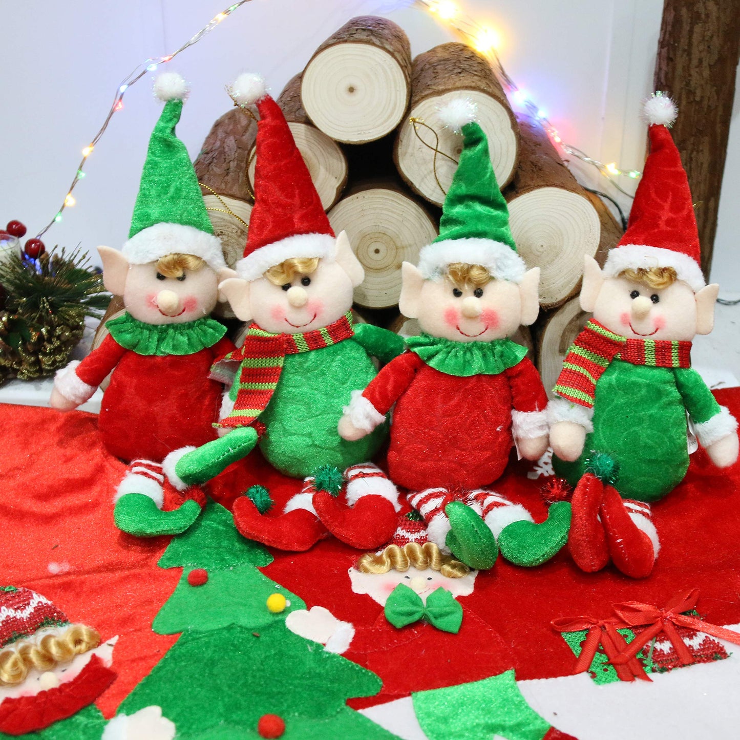 Athoinsu 4 Pack Christmas Elves Doll Pendants Hanging Ornaments Xmas Elf Boy Girl Holiday Decorations Gifts for Kids Family, 12''