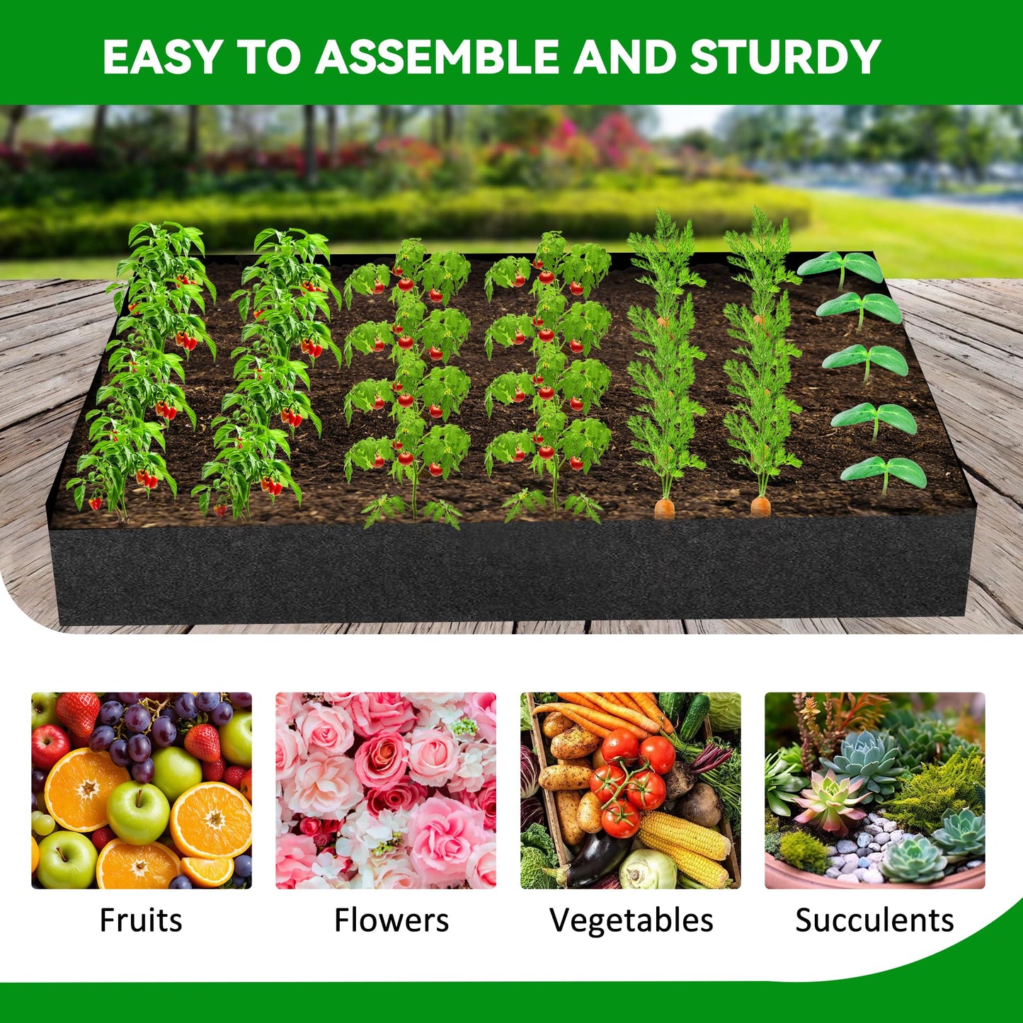 GENMOUS Garden Trellis for Climbing Plants, Cucumber Trellis with Grow Bag, 65 X 50 Inch Large Metal Trellis for Climbing Raised Bed Vegetable Outdoor
