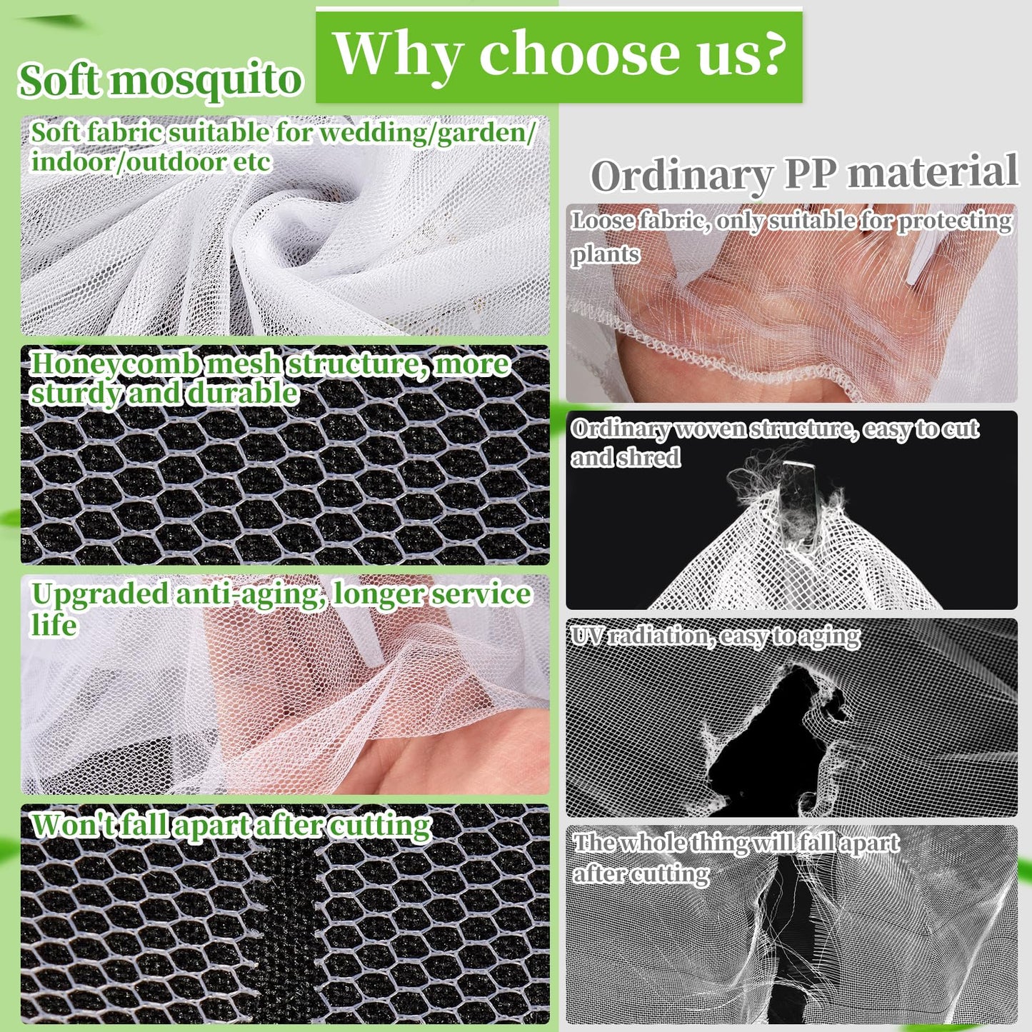 39 x 10 Ft Mosquito Netting for Garden Patio, Breathable Mesh Net for Bird and Insect Protection, Plant Cover for Vegetables, Fruits and Flowers, White 3x12 m
