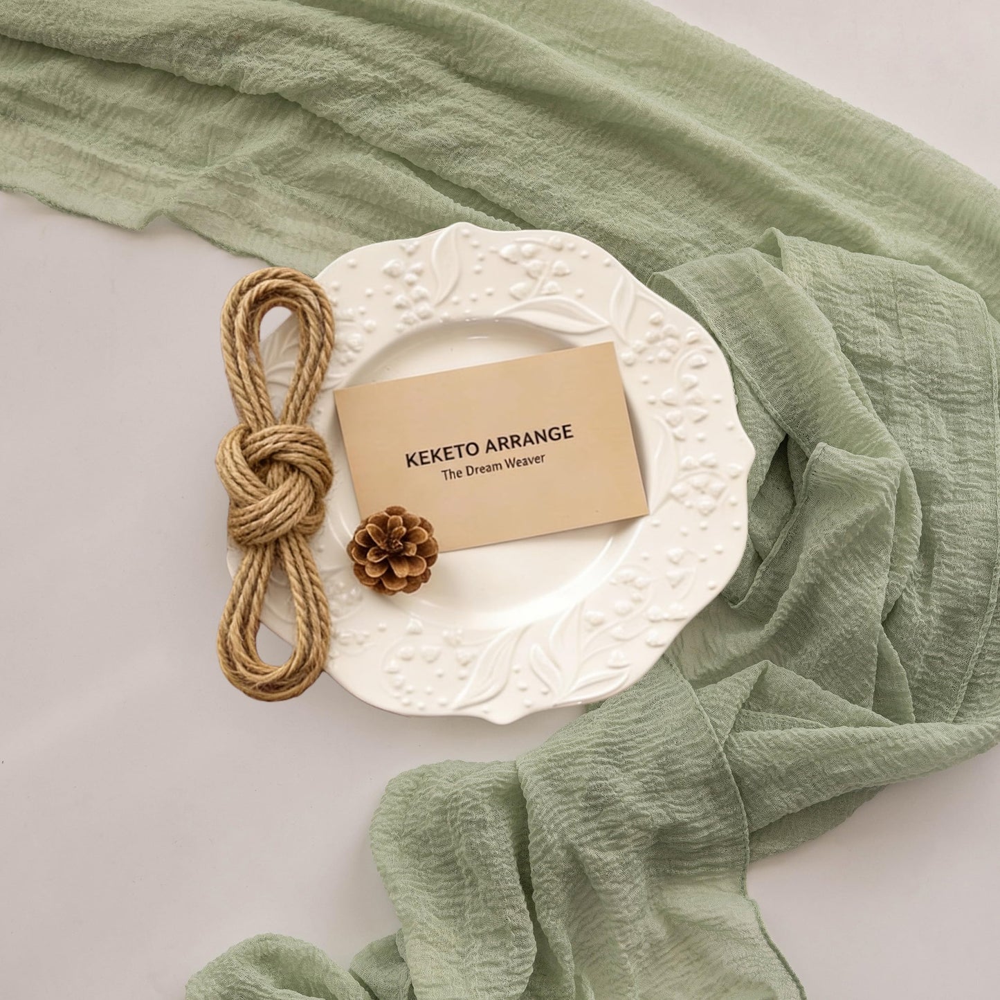 Keketoarrange Sage Green Table Runner Easter Decor Cheesecloth 120 Inch 10 FT Rustic Boho Cheese Cloth Runner for Wedding Baby Shower Bridal Shower Sheer Gauze Centerpiece Spring Home Decorations