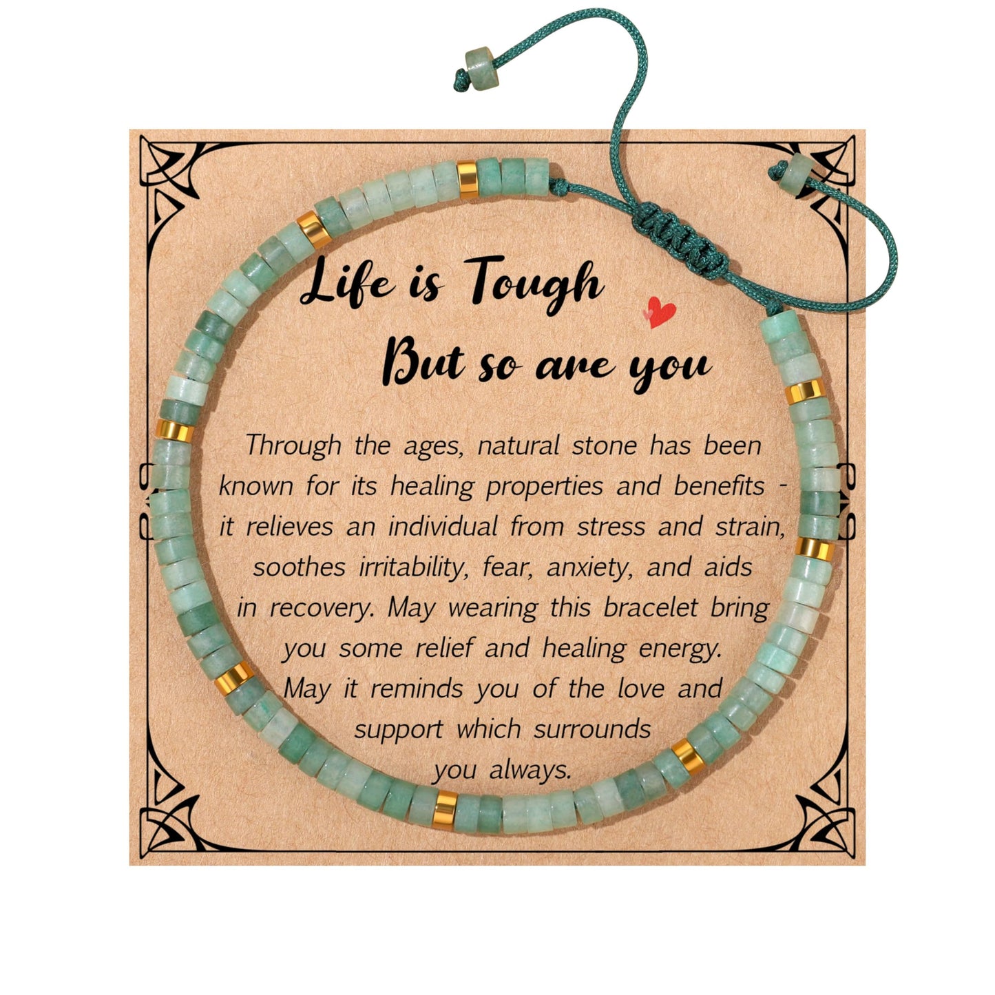 JoycuFF Inspirational Gifts Healing Natural Stone Bracelets - Thinking of You, Get Well Soon Gifts for Women Friends Sister Mom Daughter Wife