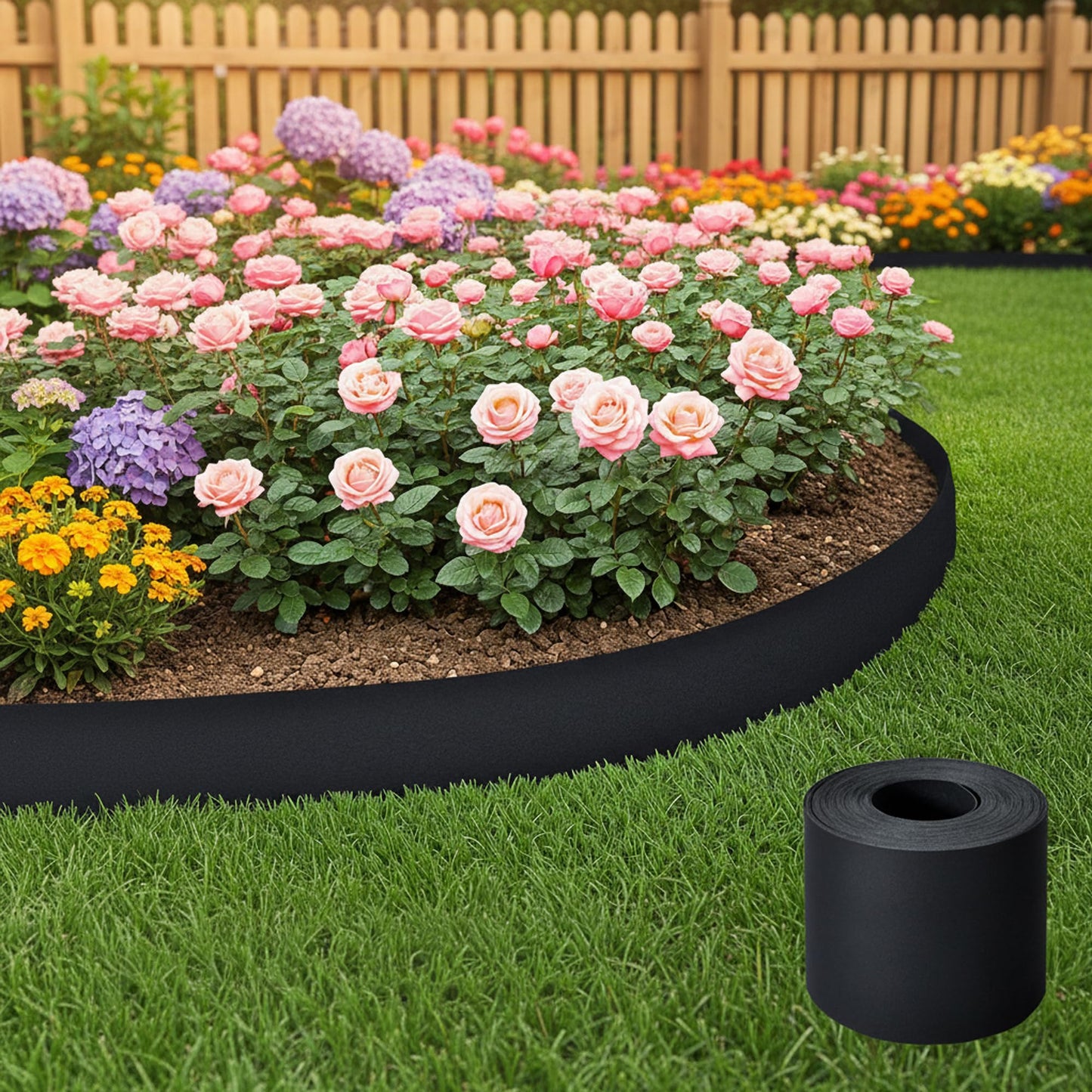 Plastic Garden Landscape Edging, 40ft Long × 5in High, Flexible PP Black Lawn Edging for Garden Borders