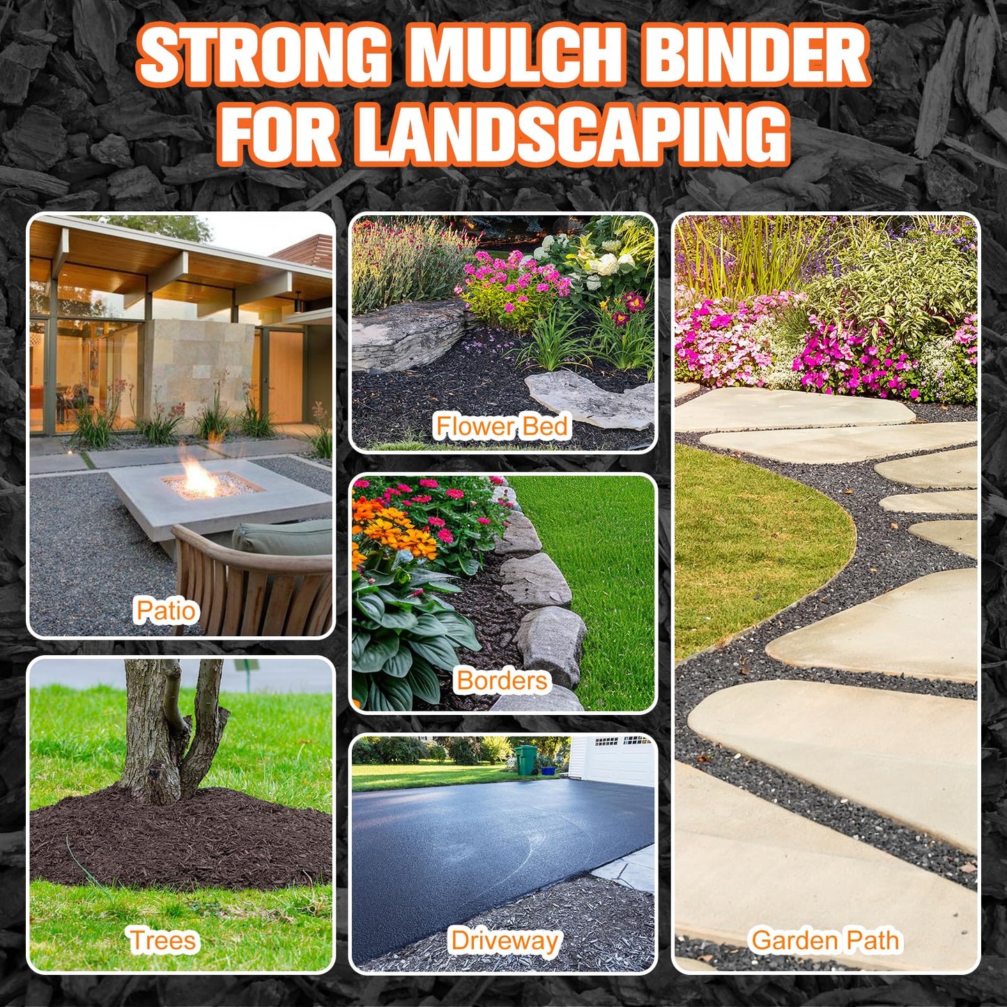 Mulch Binder, Rock Glue for Landscaping, Pea Gravel Binder 2 Gallon Max Cover, Rock Lock Landscape Adhesive for Slopes, Flower Beds, Driveway Edges, Fast Dry & Safe for Plants Pets