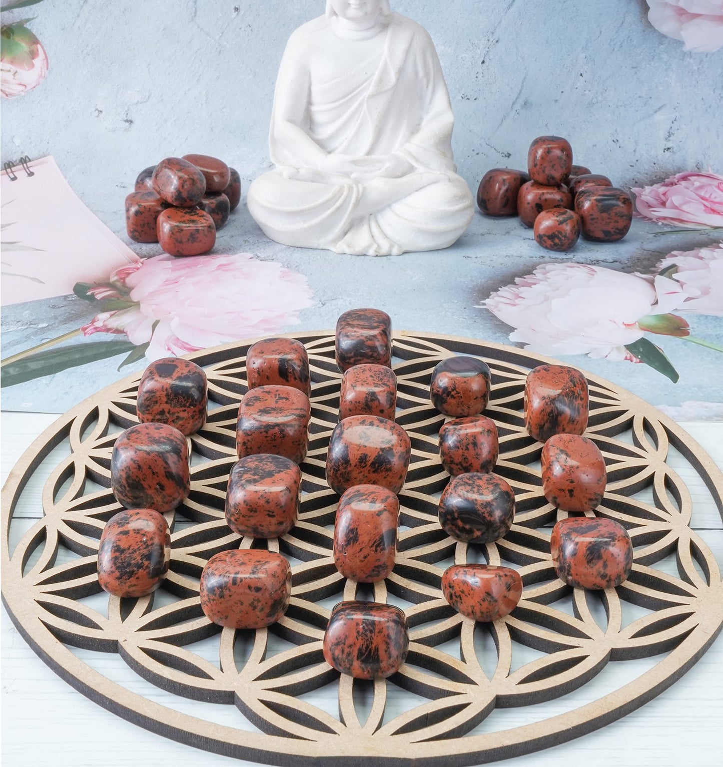 Crocon 1LB Mahogany Obsidian Tumbled Stones and Crystals Bulk 2000+ Carats Natural Crystal Kit for Reiki Healing Crystal Polished, Tumble Stones, Chakra Balancing, Gift, Home Decor Size : 20-25 mm