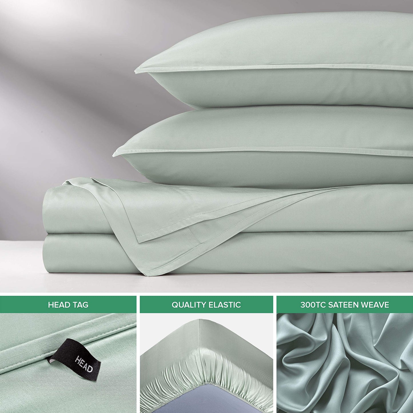 Pure Bamboo Full Sheets, Genuine 100% Organic Viscose Derived from Bamboo Bed Sheet Set, Luxuriously Soft & Cooling, Double Stitching, 2 Year Quality Promise (Full, Sea Glass)