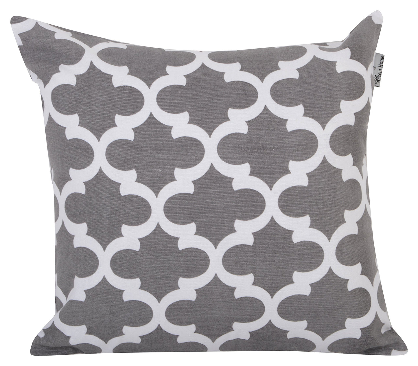 Accent Home Cotton Canvas Throw Cushion Cover Printed Both Side For Home Sofa Couch, Chair Back Seat,4pc pack 18x18" in Color Grey