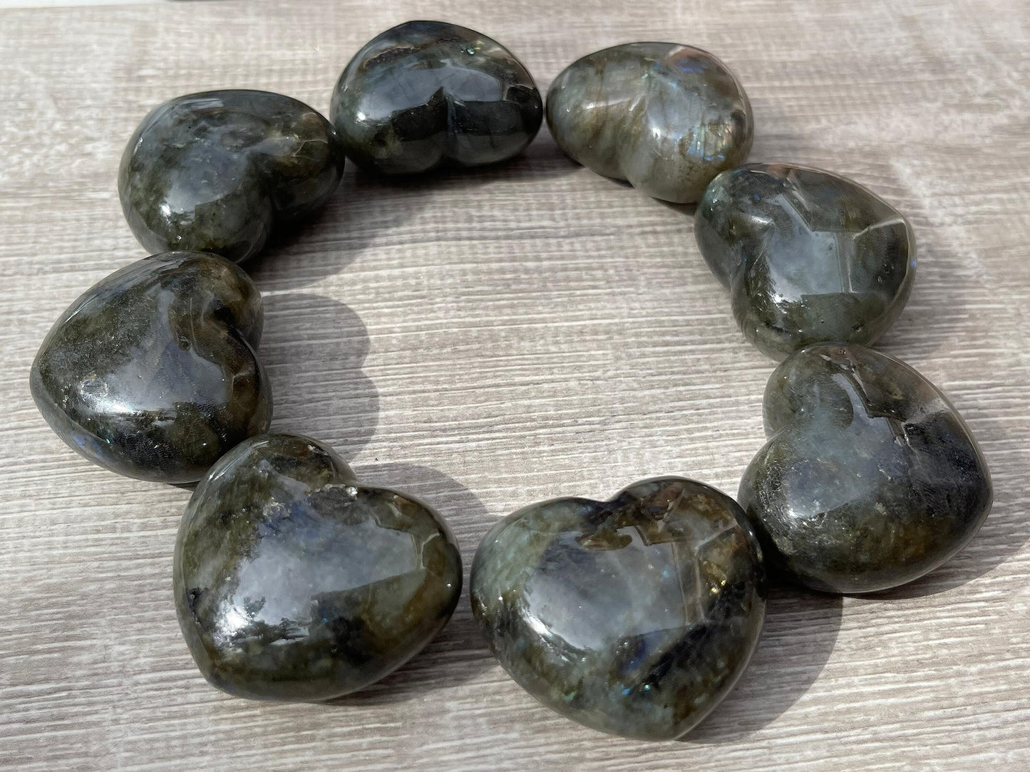 Labradorite Gemstone Hearts, Polished Labradorite Puffy Hearts, Labradorite Crystal Palm Stone, Labradorite Healing Crystal Hearts (1 Heart)