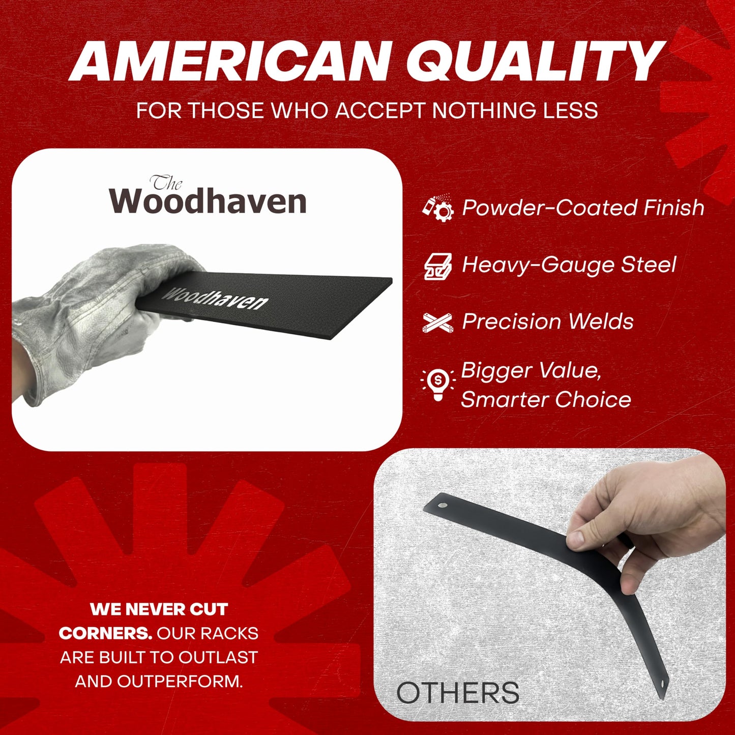 Woodhaven Black 4 Foot - Heavy Duty Made In USA - Indoor Outdoor - 1/4 Cord Firewood Storage Log Rack With Seasoning Cover Combo Set - Metal Log Storage - 48” x 48”
