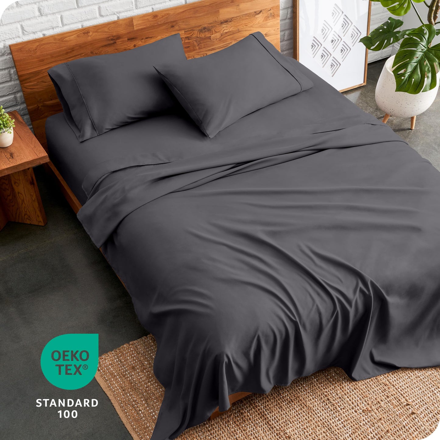 Bare Home Queen Sheet Set - 1800 Ultra-Soft Microfiber Queen Bed Sheets - Double Brushed - Deep Pockets - Easy Fit - 4 Piece Set - Bedding Sheets & Pillowcases (Queen, Forged Iron Grey)