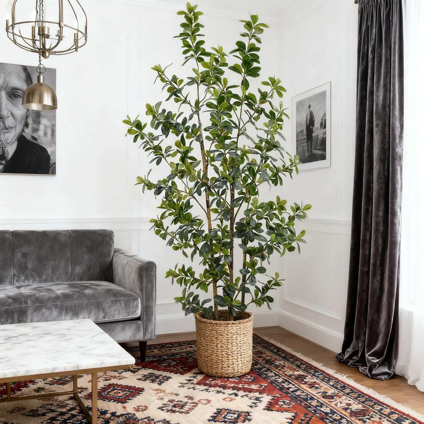 ZSENENT Fake Trees Premium 3 Main Trunks 6 ft Faux Black Olive Tree, Realistic Olive Trees Artificial Indoor, Low-Maintenance, Ideal Artificial Tree for Home Office Décor (Reds, 6 FT)