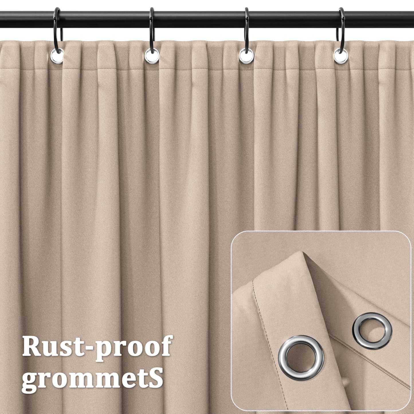 Tounosnt 4-Panel Gazebo Curtain, 12×12ft Waterproof Outdoor Privacy Panels with Zipper, Designed for Patio & Backyard Gazebo Tent (Curtain Only)