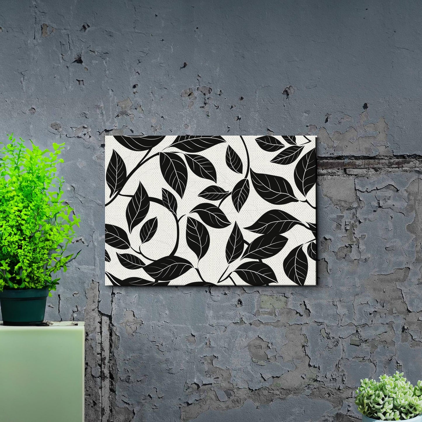 Canvas Print Scandinavian Folk Art Black and Beige Abstract Botanical Wall Art for Scandinavian Home Decor Decor Canvas, Wall