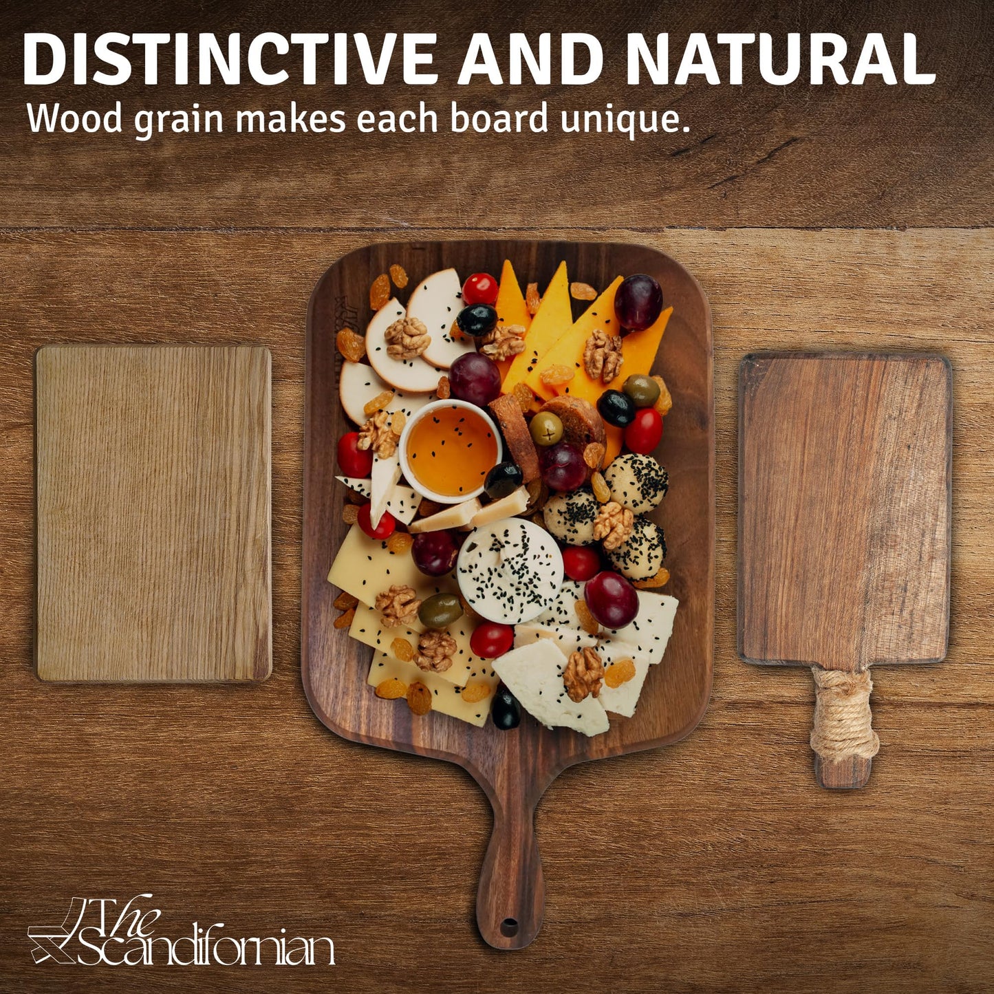The Scandifornian Walnut Wood Cutting Board | Jumbo Extra Large Size 26" x 16", Paddle Shape with Handle | Premium Elegant Handcrafted | Perfect for Entertaining