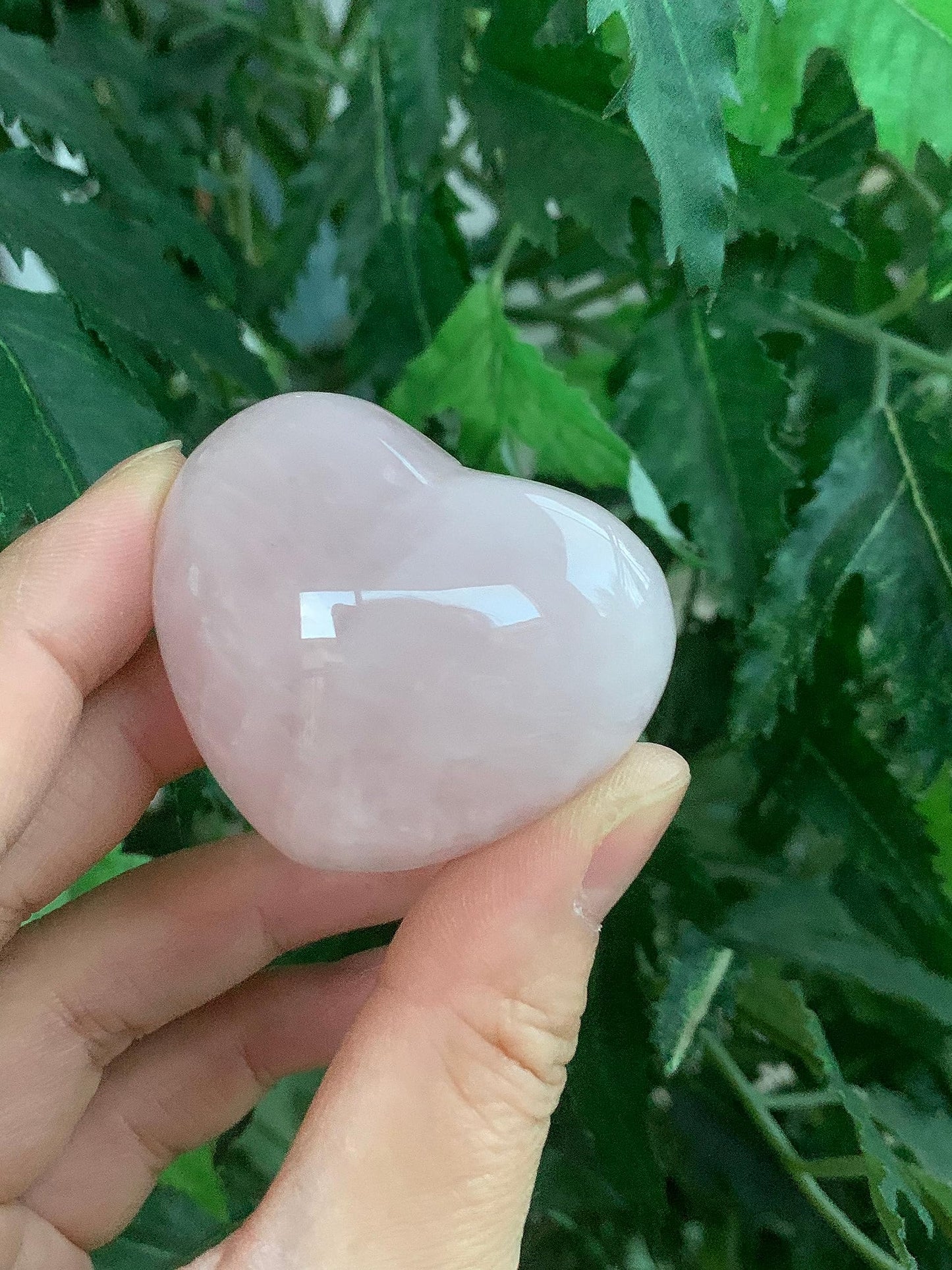 GAF TREASURES Rose Quartz Gemstone Hearts, Polished Rose Quartz Puffy Hearts, Rose Quartz Crystal Palm Stone, Rose Quartz Healing Crystal Hearts (1 Heart)